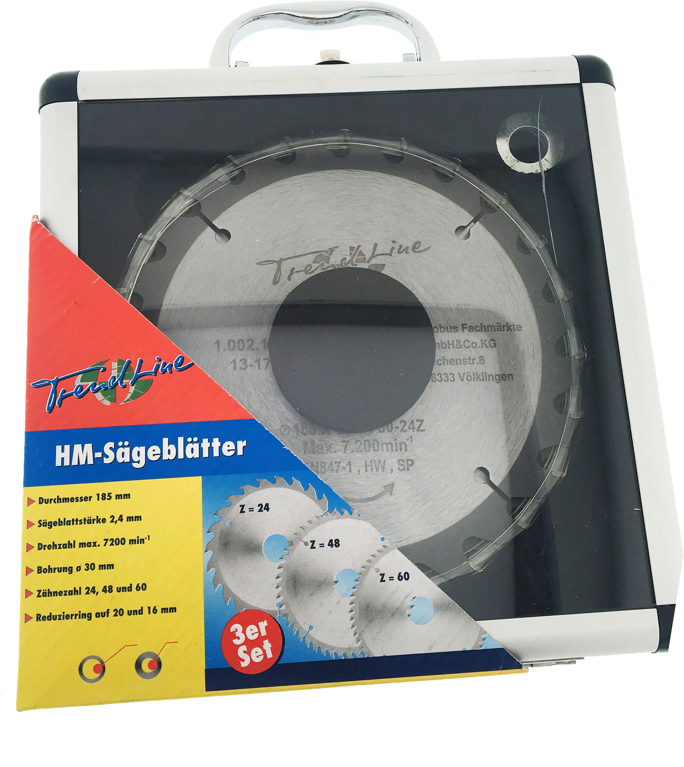 TrendLine HM-Kreissägeblätter Ø 185 mm Bohrung Ø 30 mm 3-teilig TrendLine HM-Kreissägeblätter Ø 185 mm Bohrung Ø 30 mm 3-teilig