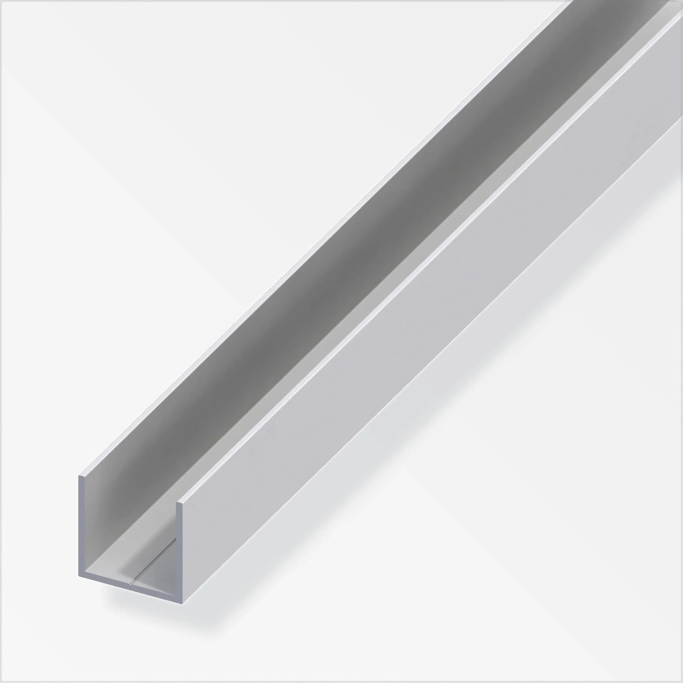 alfer Quadrat-U 1 m, 23.5 x 1.5 mm Aluminium eloxiert silber
