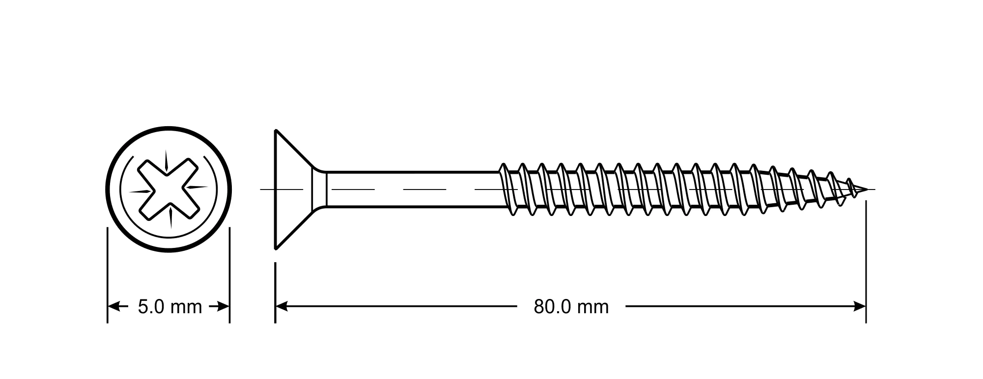TrendLine Universalschrauben 5.0 x 80 mm PZ 2 - 150 Stück TrendLine Universalschrauben 5.0 x 80 mm PZ 2 - 150 Stück