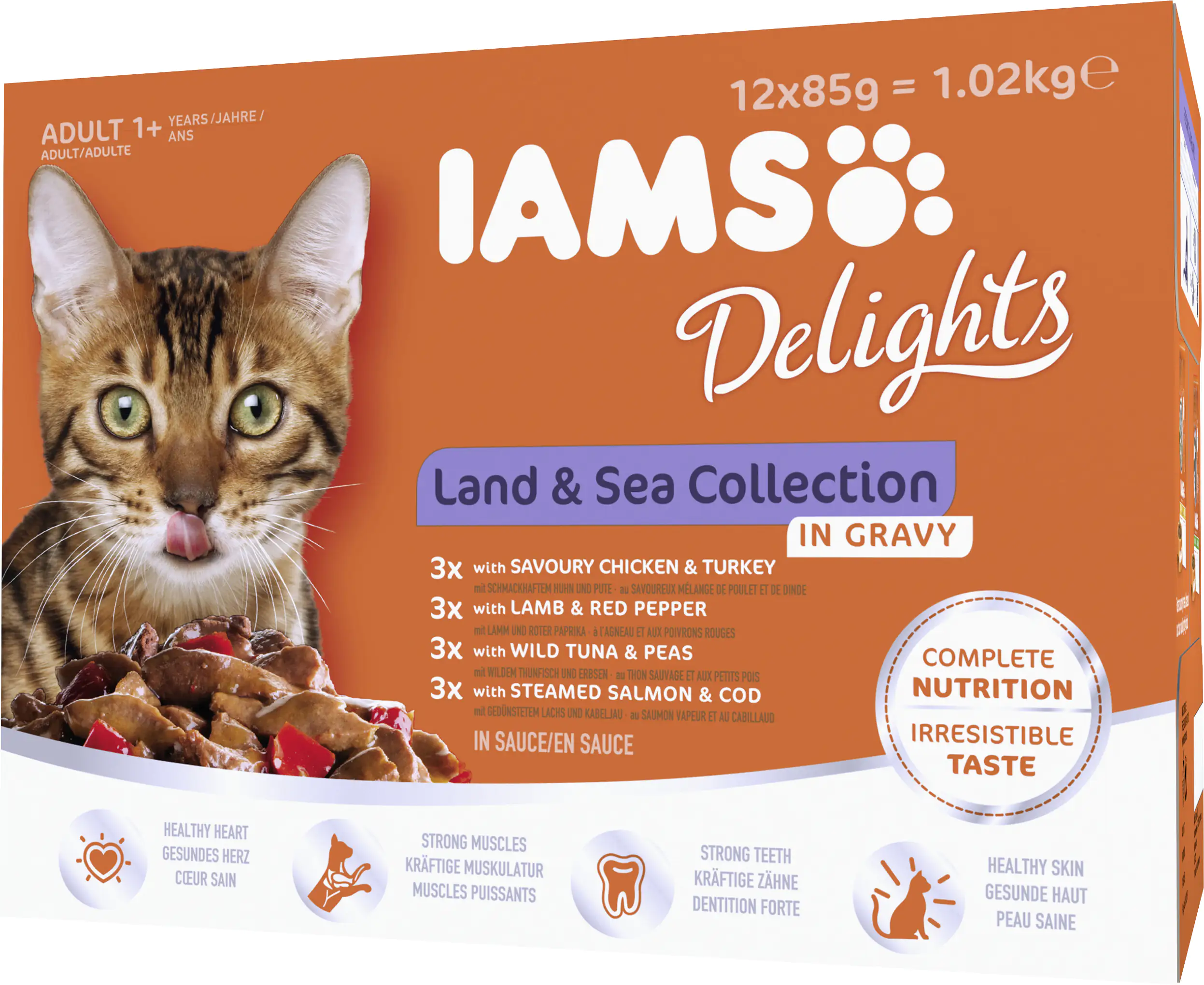 Iams Delights Katzennassfutter Land & See Collection in Sauce 12 x 85 g