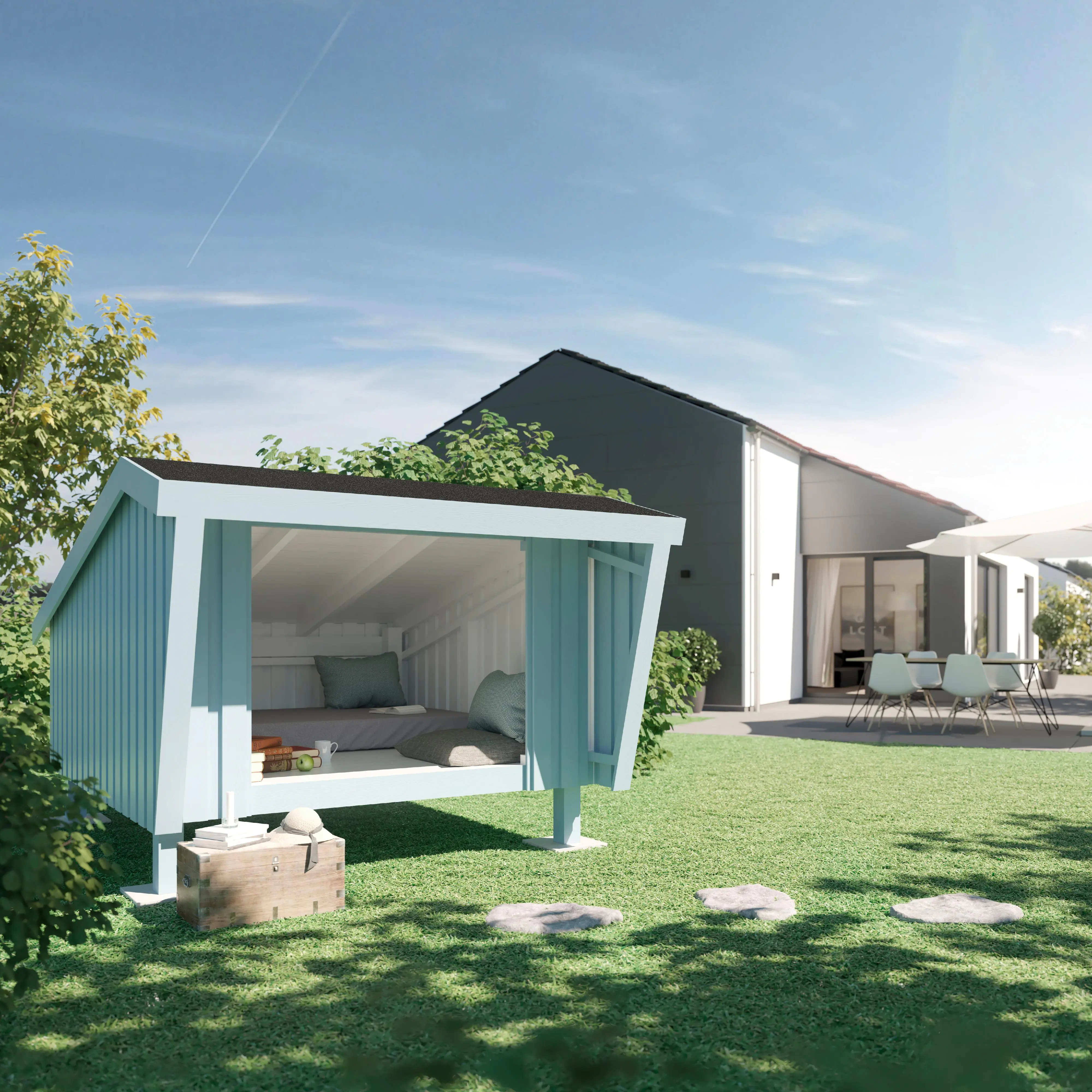 Plus Shelter 198 x 210 cm natur mit Boden und Dachpappe Plus Shelter 198 x 210 cm natur mit Boden und Dachpappe