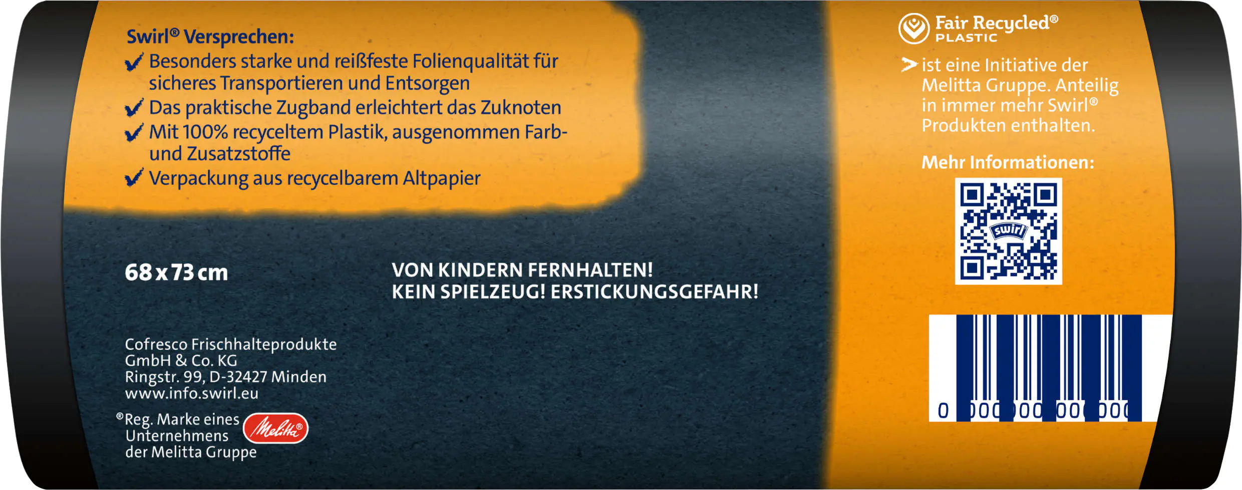 Swirl® Schwerlast-Säcke Profi mit Zugband 60 L Reißfest & Dicht