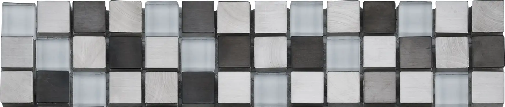 Fliesenbordüre Metal 6 x 30,5 cm grau Steingröße: ca. 1,5 x 1,5 cm