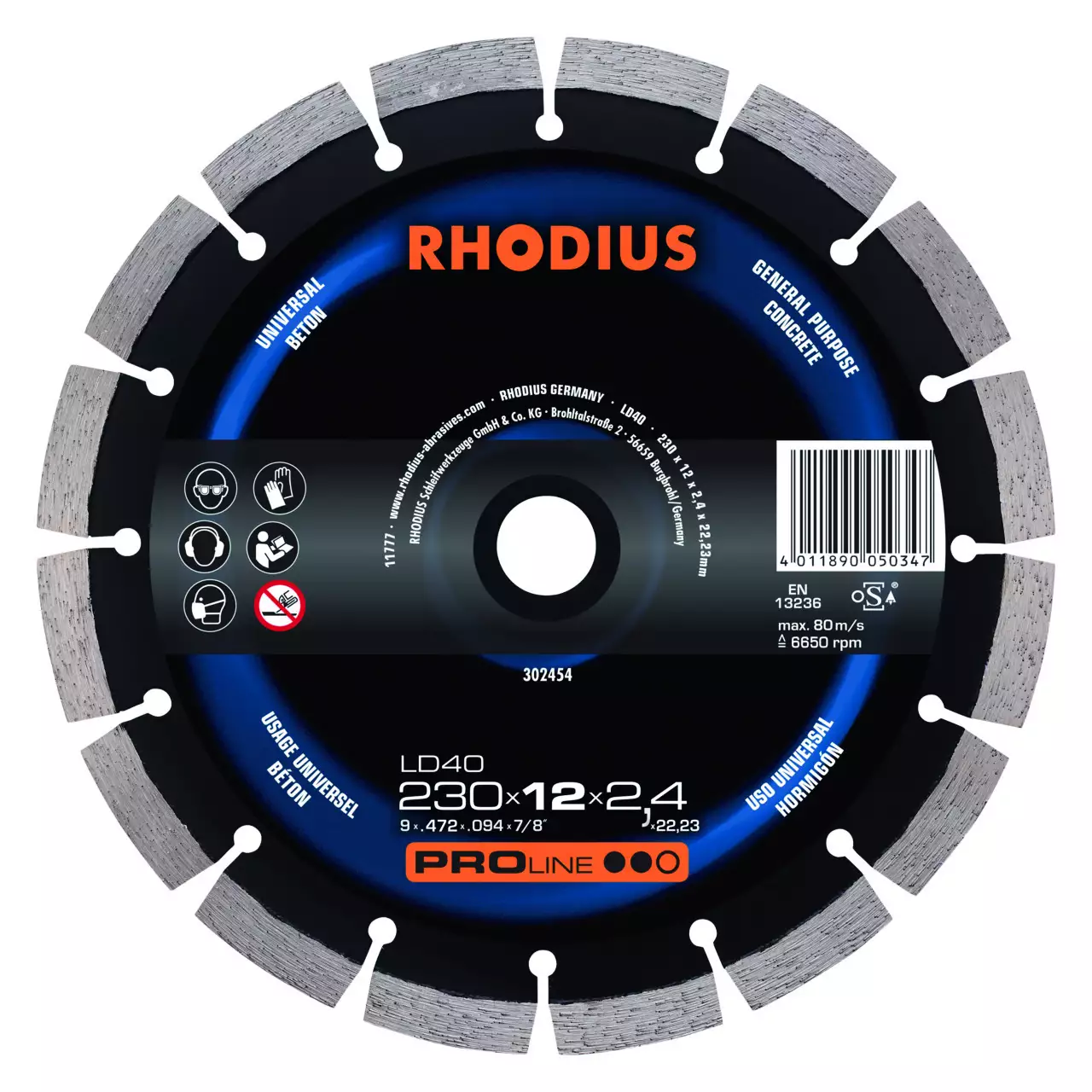 Rhodius Diamanttrennscheibe LD40 Stein Ø 230 mm Bohrung 22,23 mm