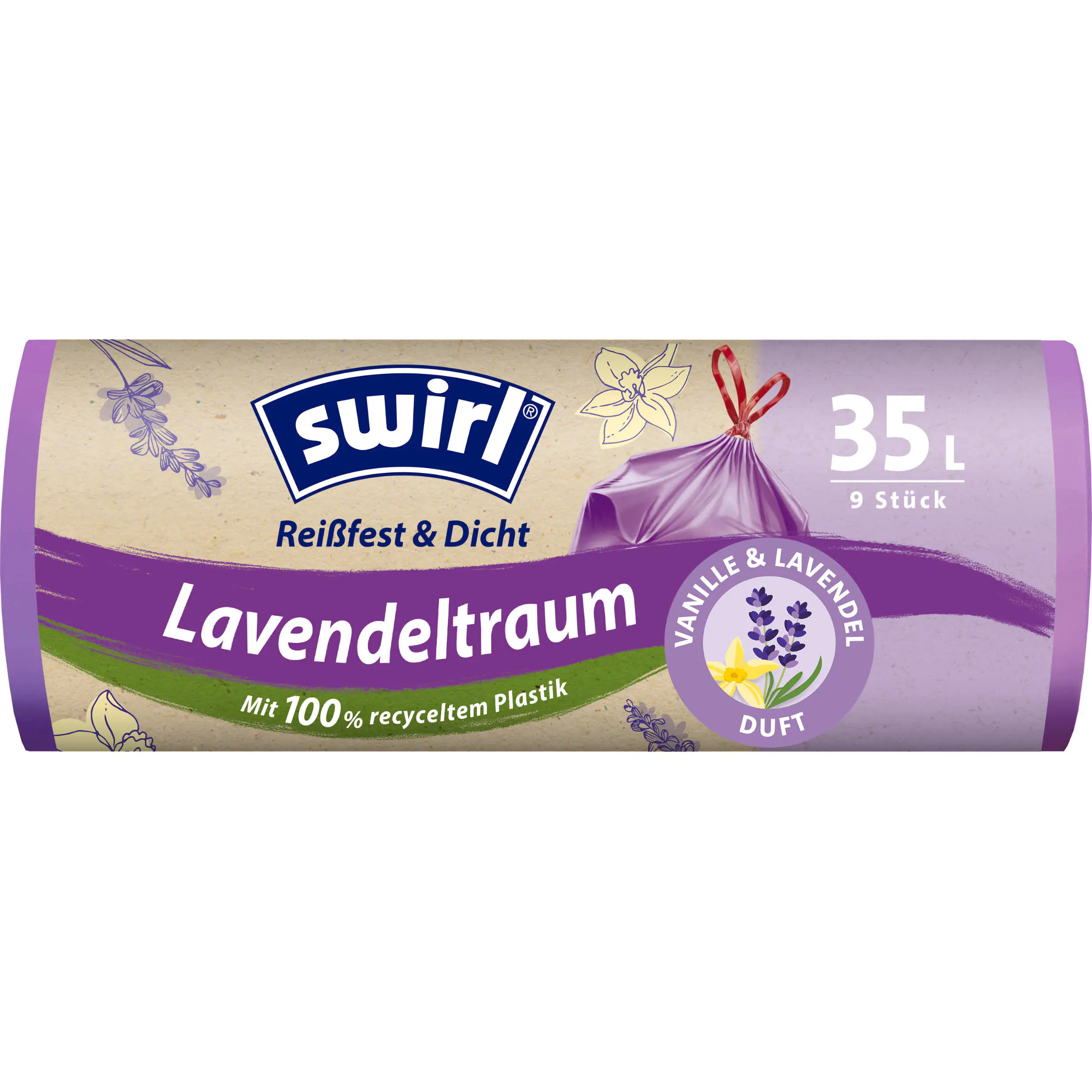 Swirl® Duft-Müllbeutel Vanille-Lavendel 35 L Reißfest & Dicht