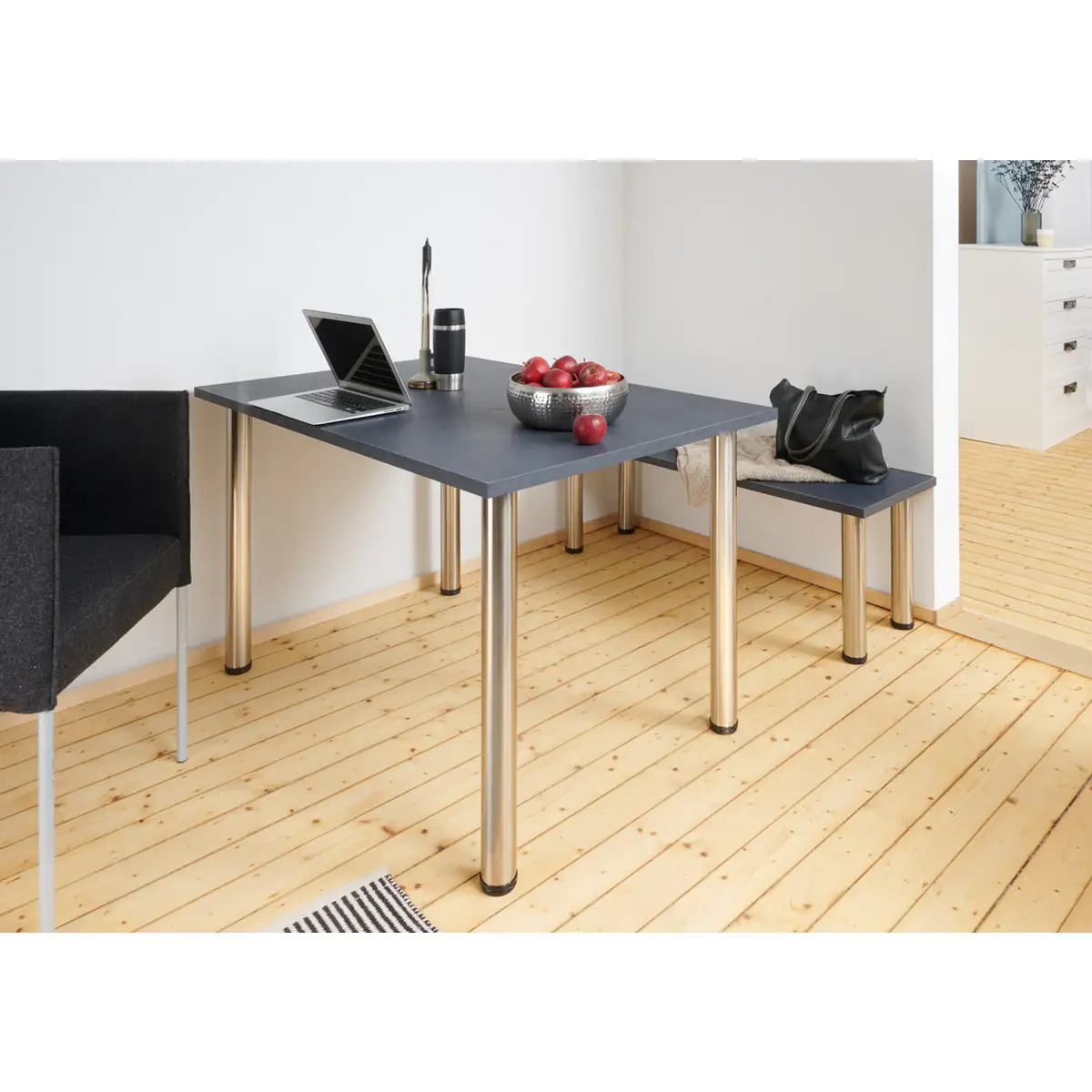 Hettich Möbelfuß 6,0 x 70 -73 cm Edelstahl-Optik - 1 Stück