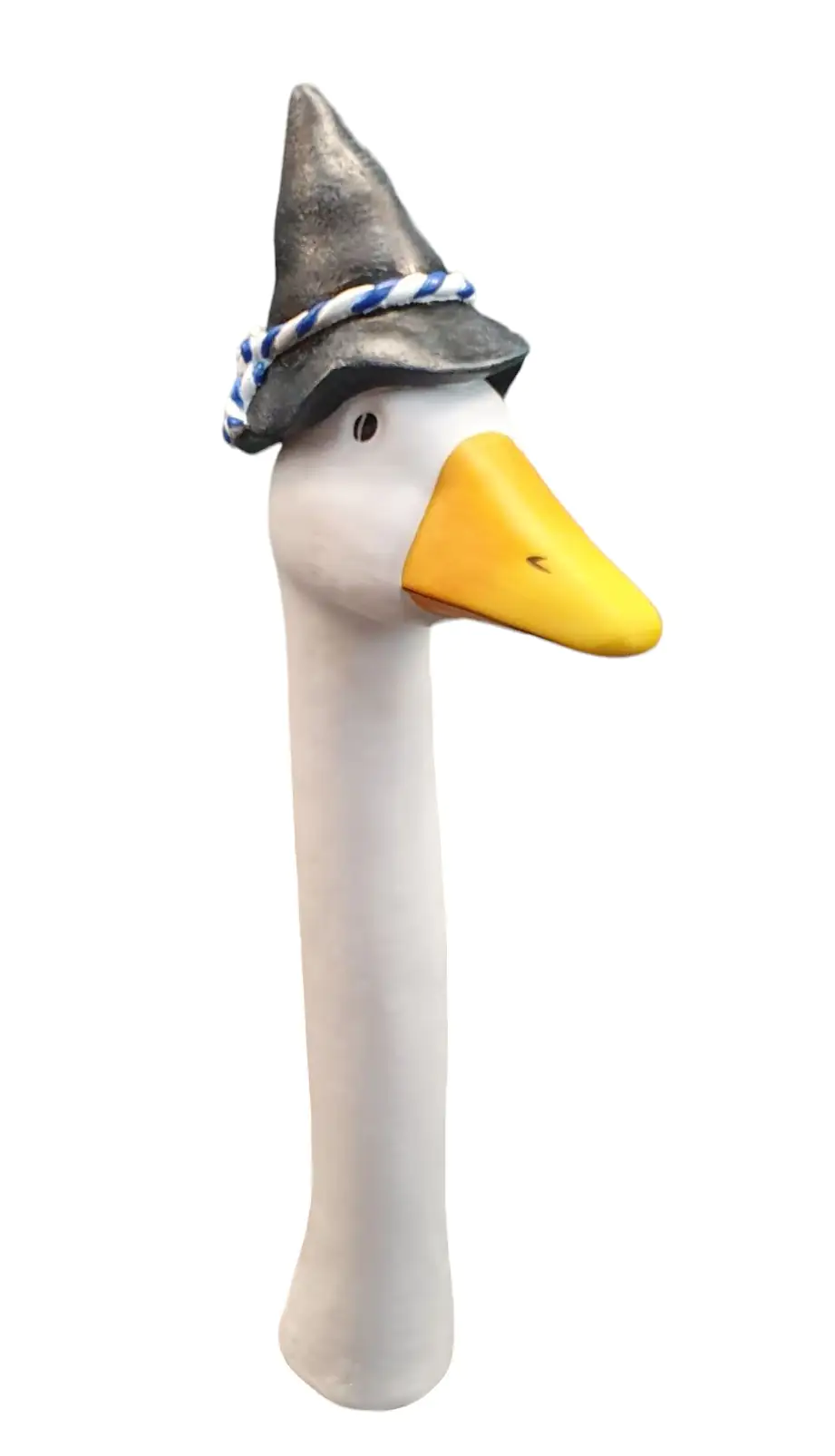 Figur Gänsekopf Filzhut 34cm Polyresin 34,5 x 8,5 x 4,5 cm weiß, grau
