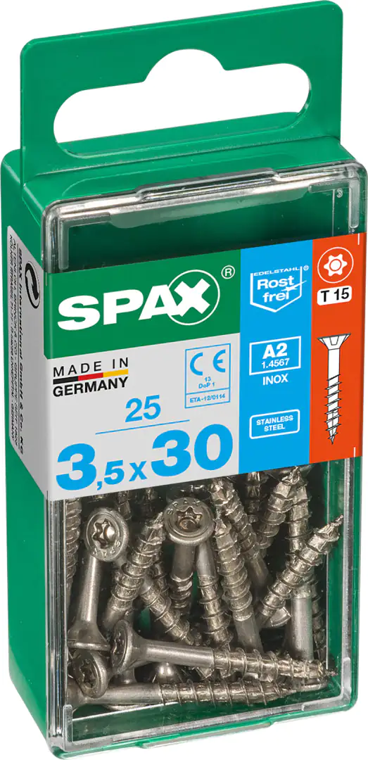 Spax Universalschrauben 3.5 x 30 mm TX 15 - 25 Stk. Spax Universalschrauben 3.5 x 30 mm TX 15 - 25 Stk.