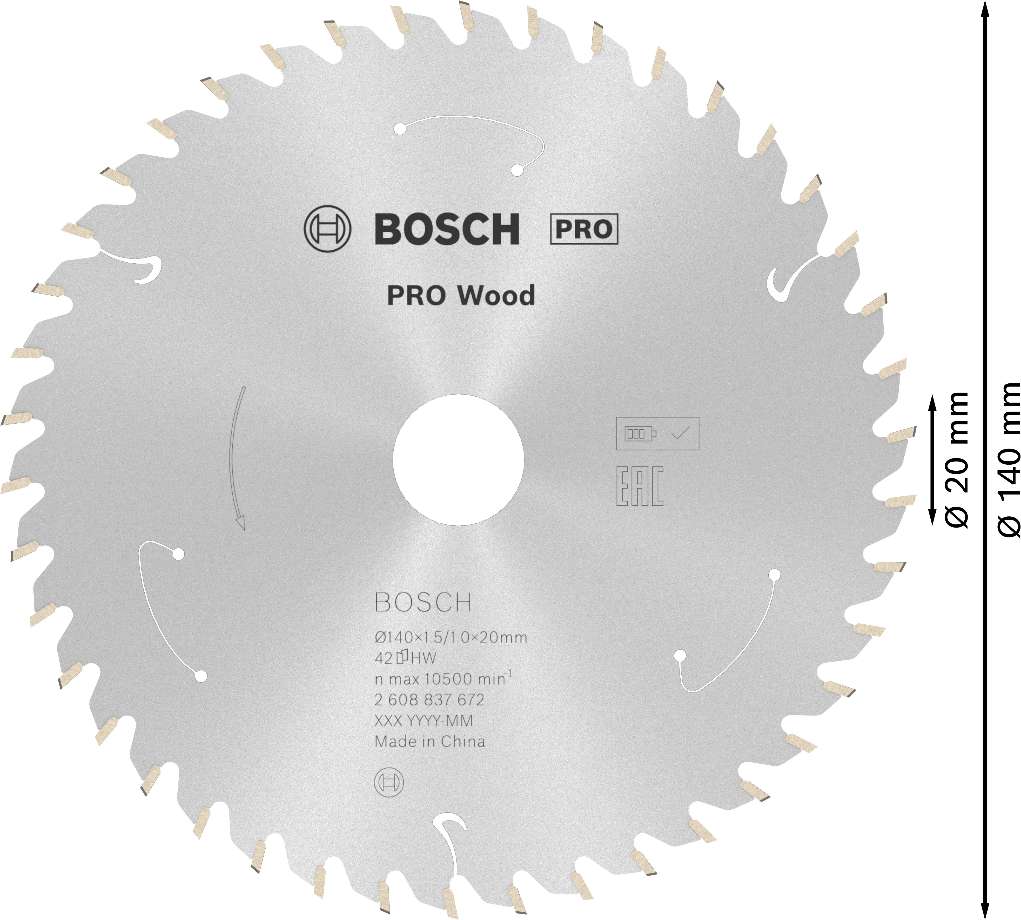 Bosch PRO Wood cordless Kreissägeblatt 140 x 1,5 x 20 mm T42