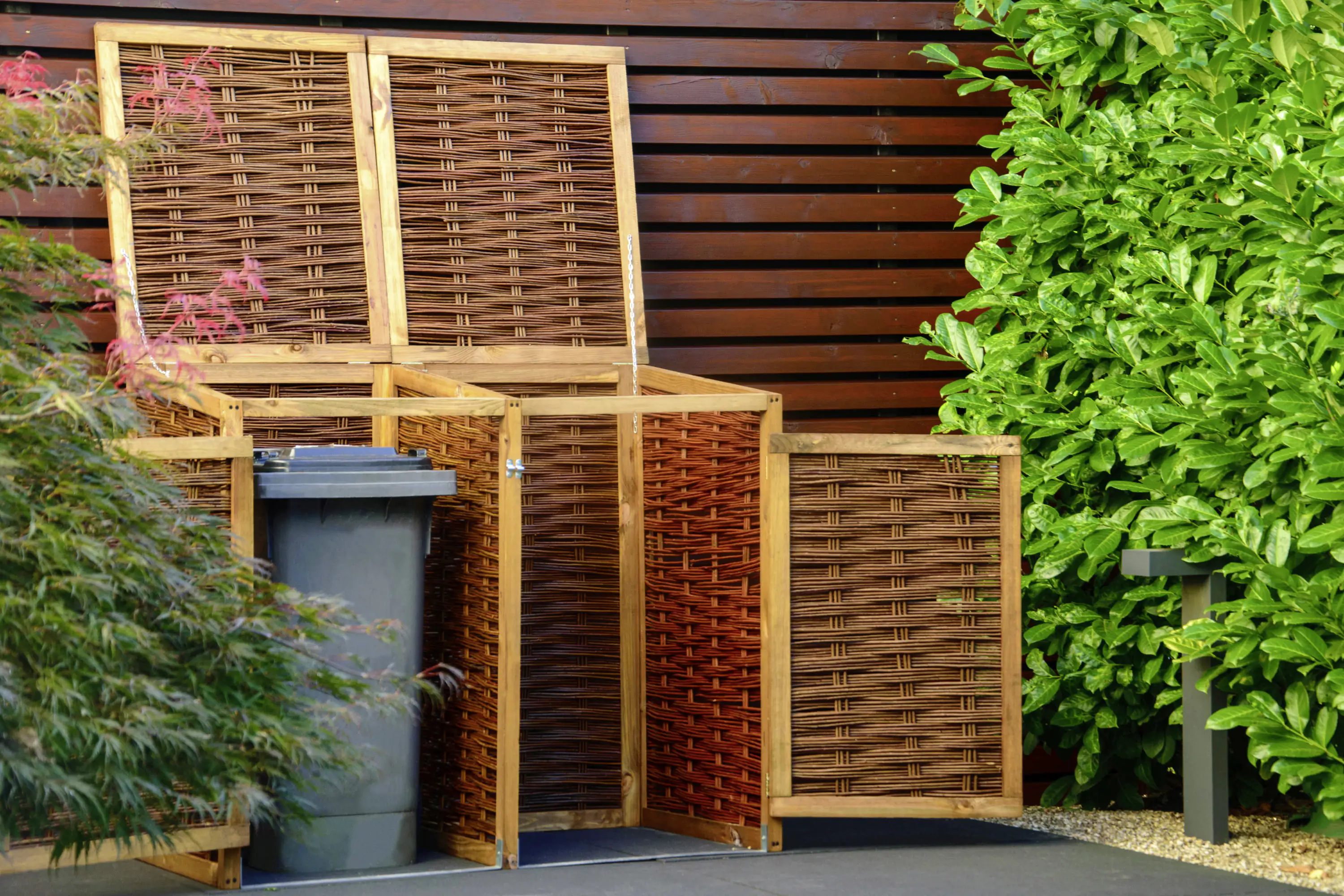 4055894955048_3169927 Dobar Mülltonnenbox Weide ungeschält 125 x 80 x 115cm