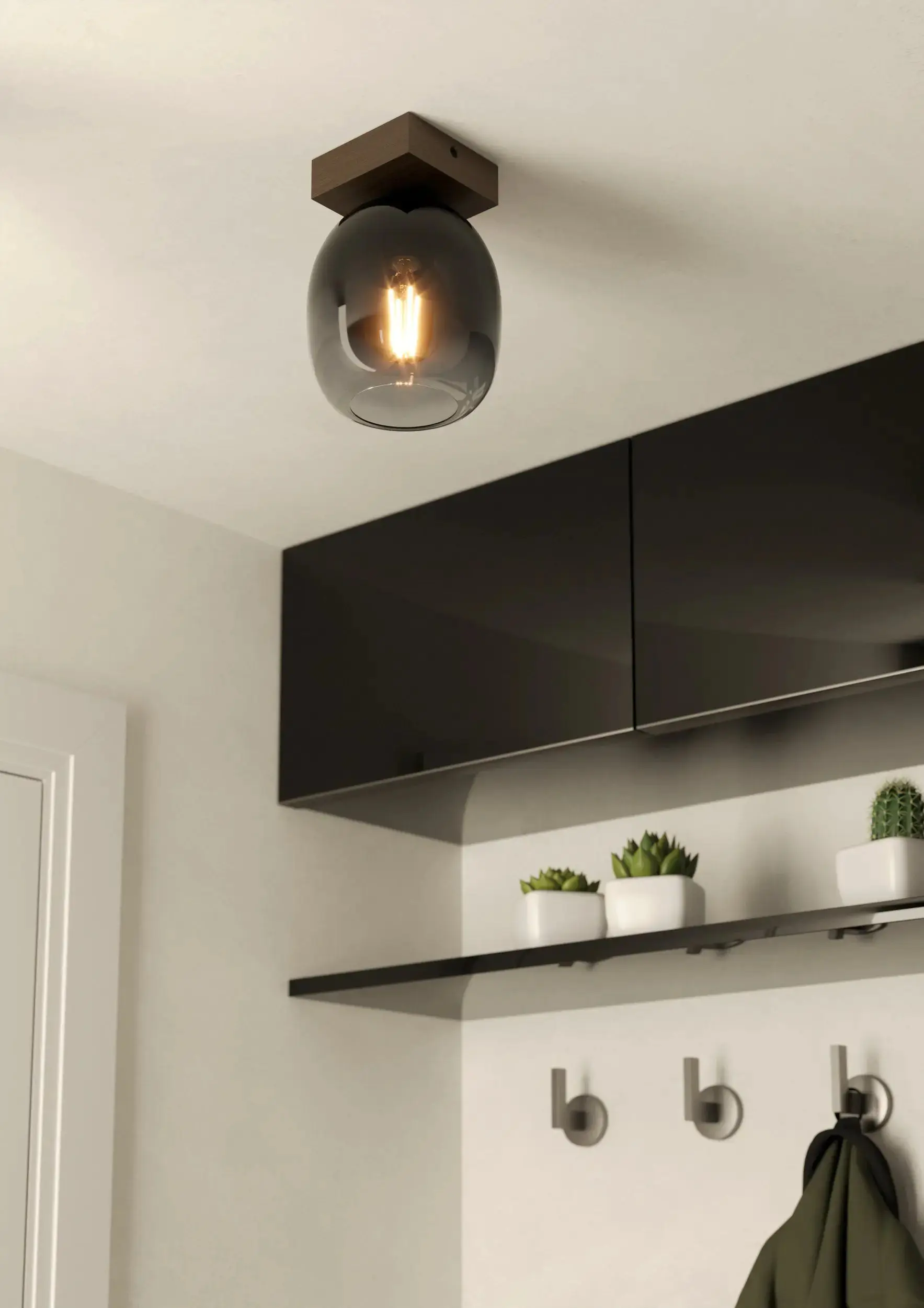 Eglo Deckenleuchte Filago schwarz-holz Ø 14,5 cm