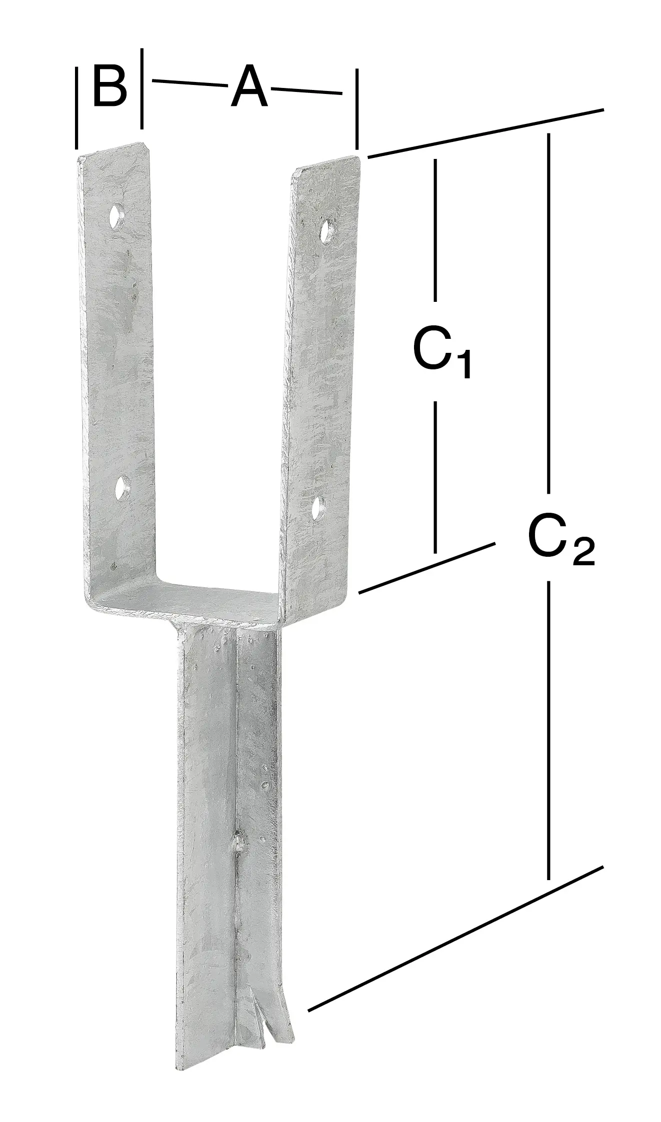 Vormann Schwere Stützenschuhe feuerverzinkt 91 x 50 x 205/405 mm