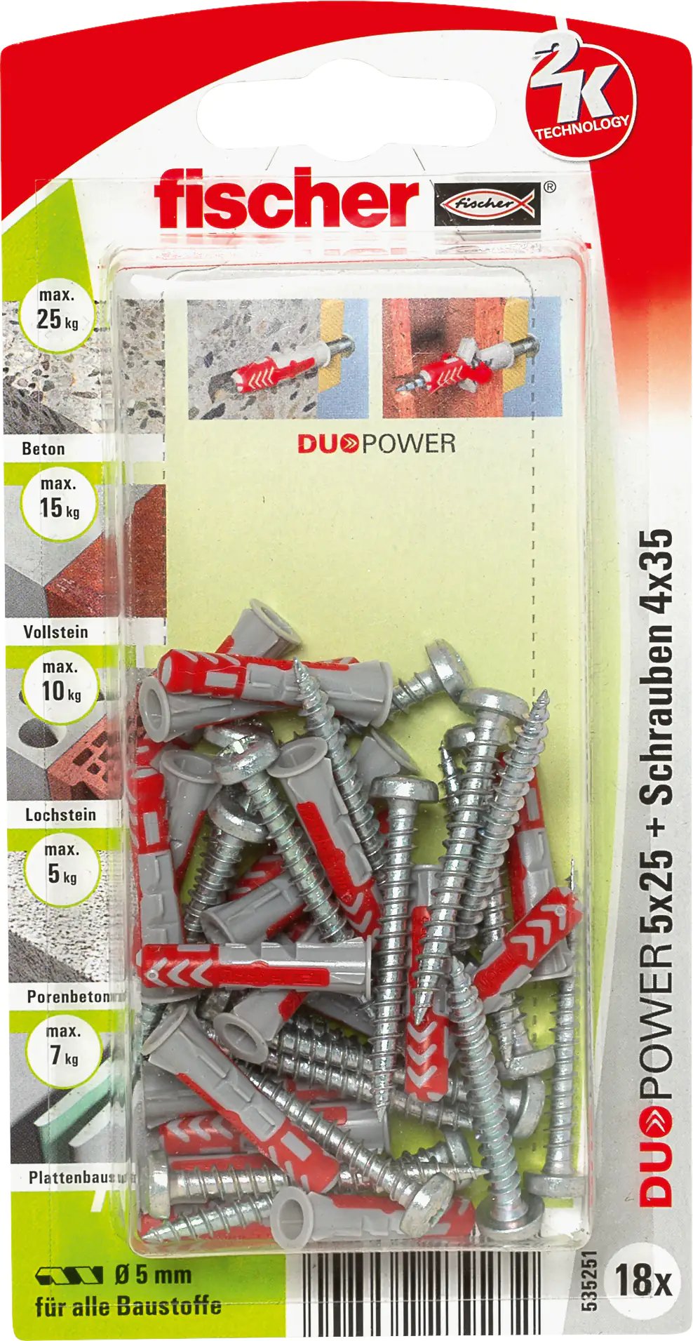 Fischer Dübel-Set Duopower 6.0 x 30 mm - 12 Stück