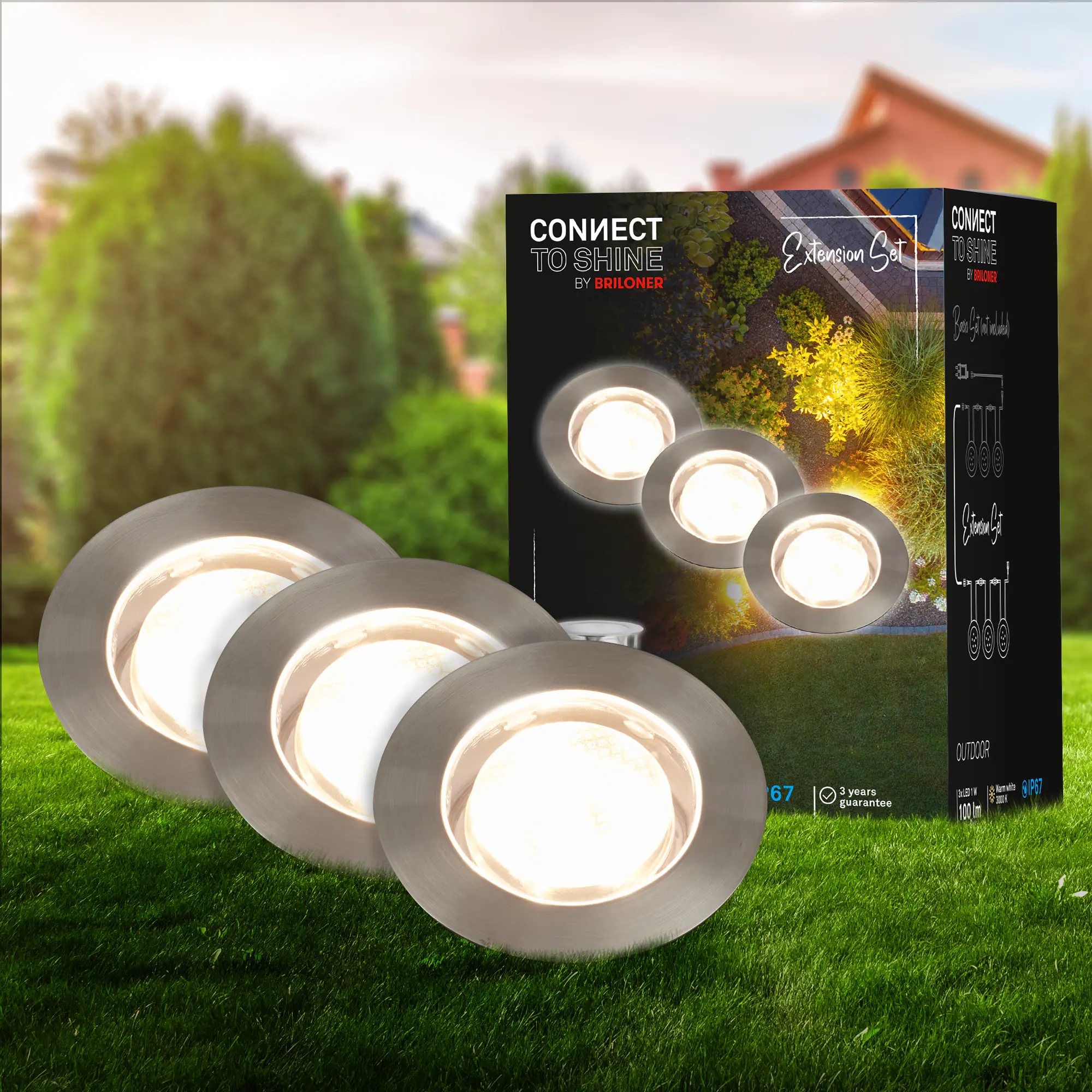 Briloner LED Außen-Bodenstrahler Padouk Connect to Shine 3er Ergänzungsset 10W warmweiß Briloner LED Außen-Bodenstrahler Padouk Connect to Shine 3er Ergänzungsset 10W warmweiß