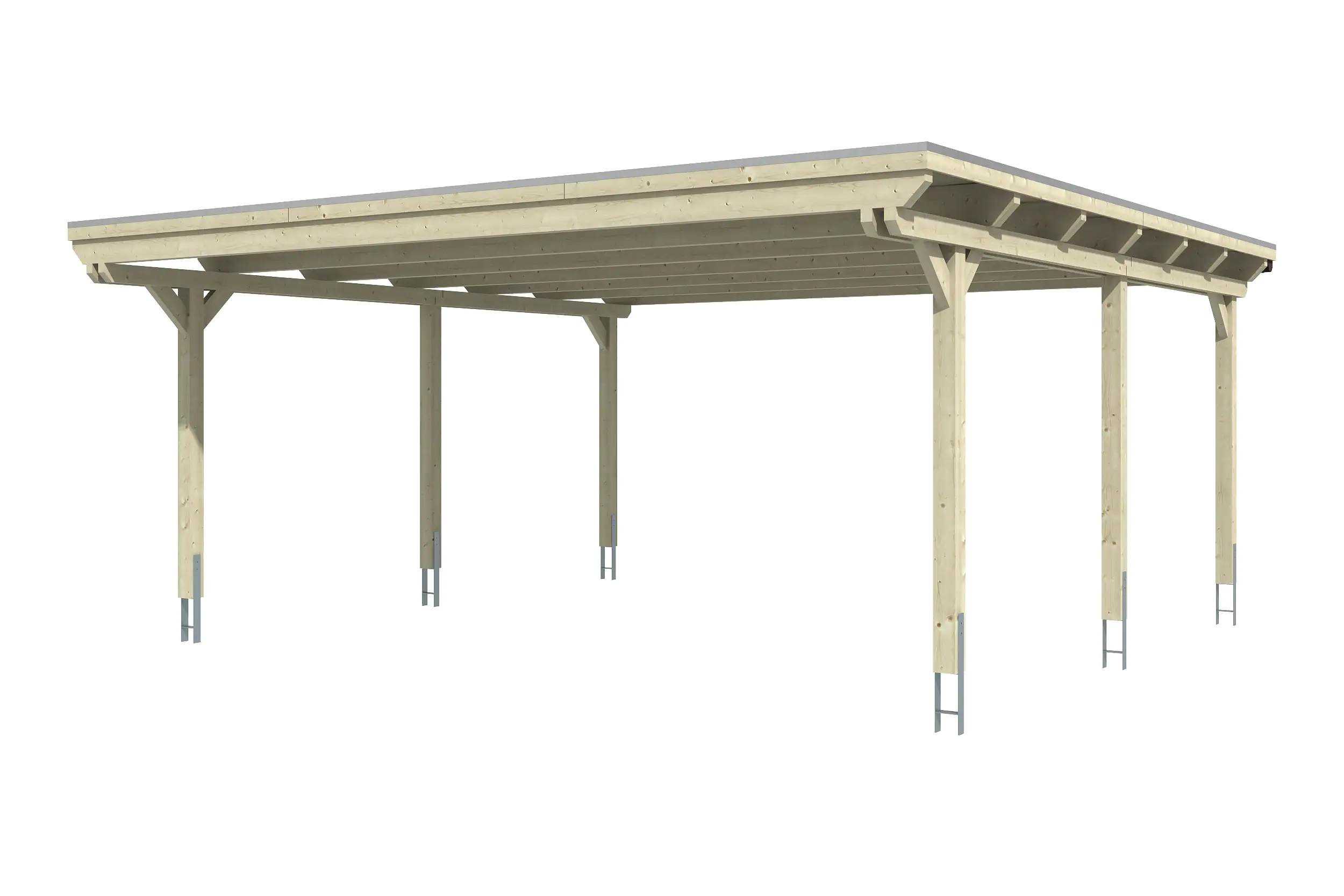 SKAN HOLZ Carport Emsland 613 x 604 cm mit EPDM-Dach, lasiert in Schiefergrau