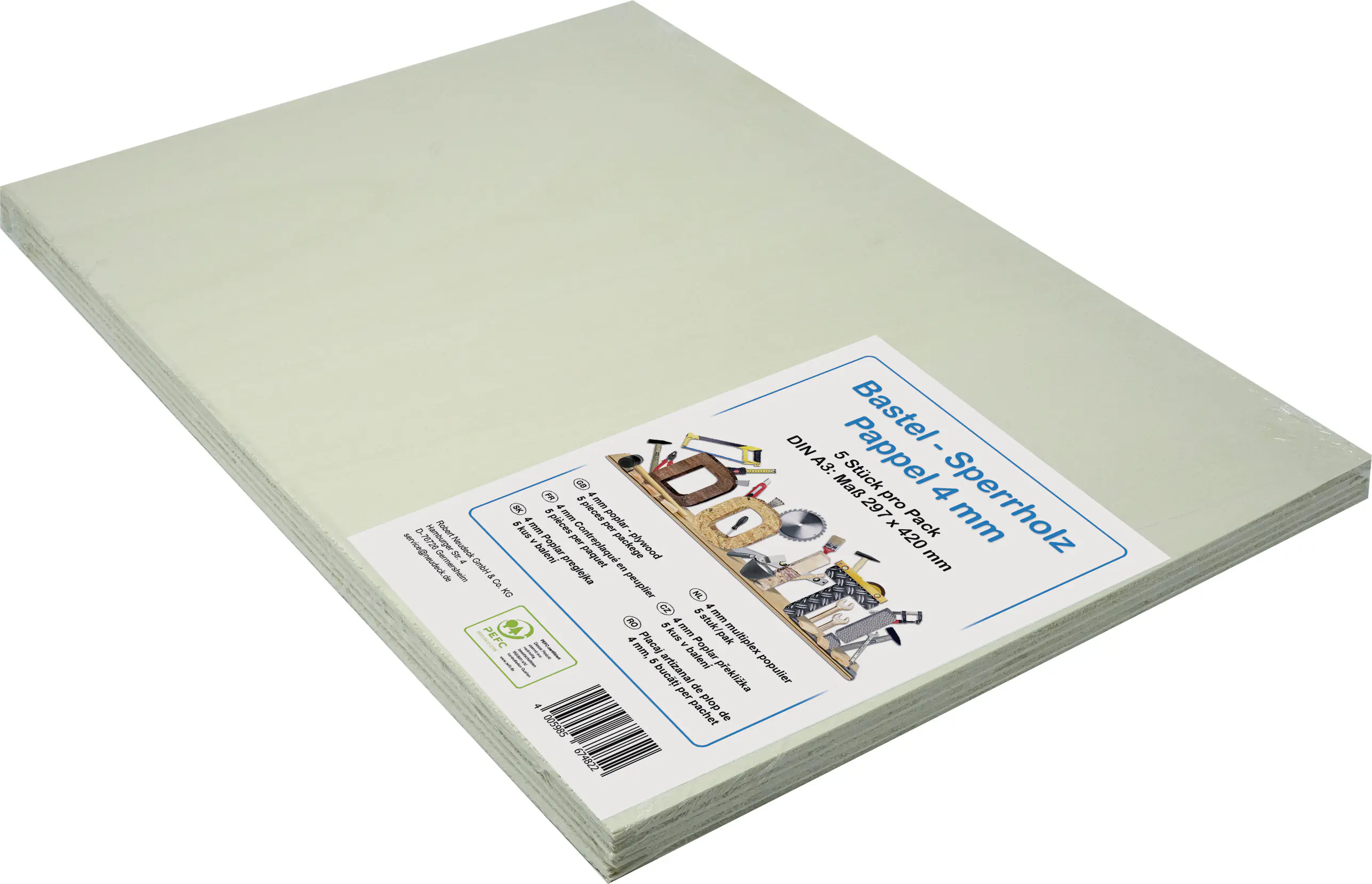 Bastelsperrholz Pappel DIN A3 42 x 29,7 cm, 4 mm