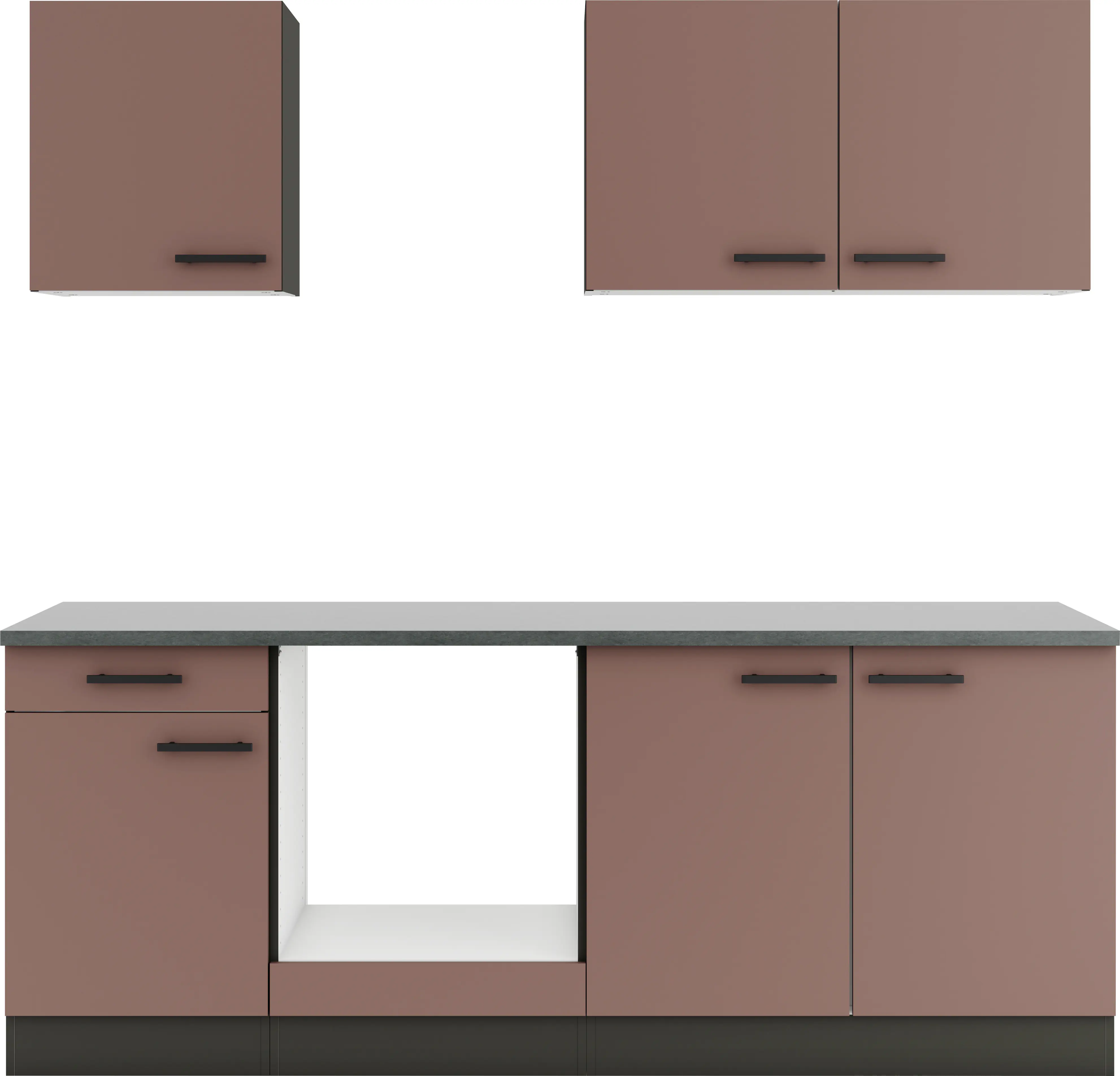 Optifit Küchenzeile Nizza 407 ohne Geräte rostrot 210 cm 