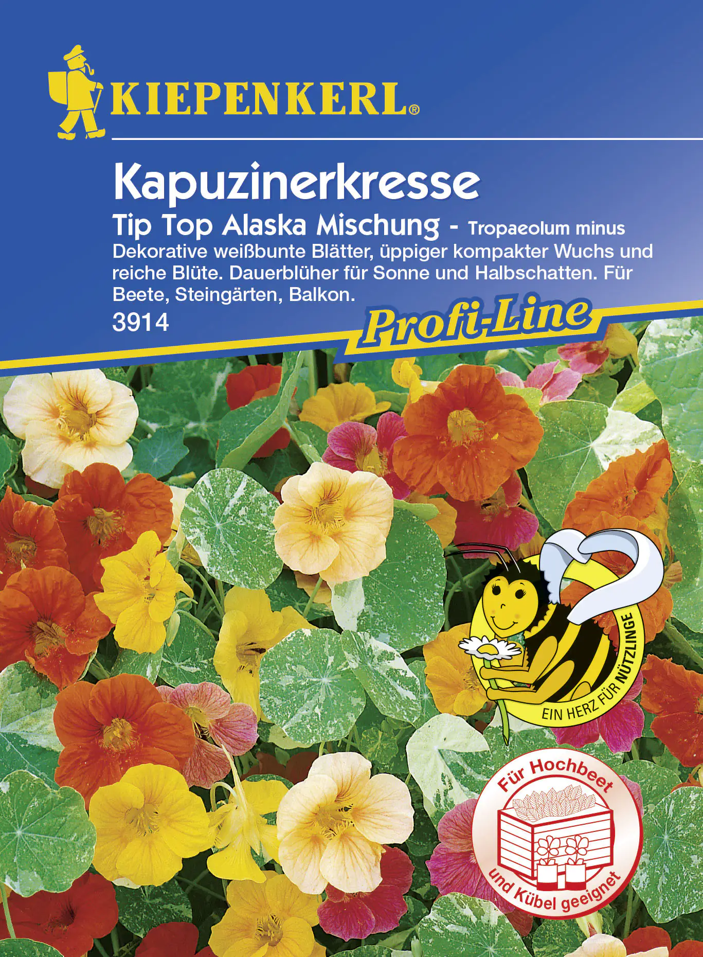 Kiepenkerl Kapuzinerkresse Tip-Top Alaska Tropaeolum minus, Inhalt: ca. 25 Pflanzen