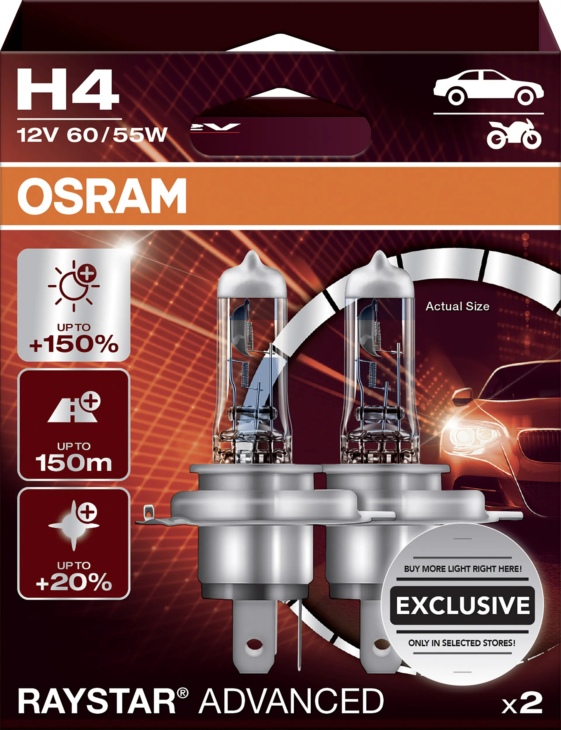 Osram Scheinwerferlampe H4 Raystar Advanced 2.0 2 Stück