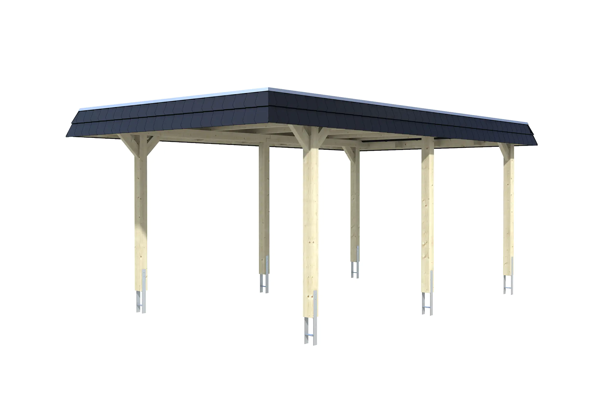 SKAN HOLZ Carport Wendland 362 x 628 cm mit EPDM-Dach, schwarze Blende