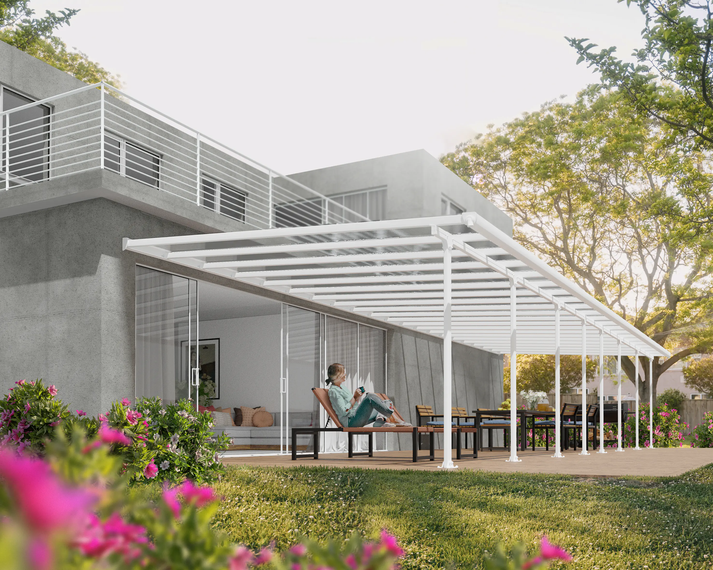 Canopia Terrassendach 1212 x 400 cm weiß