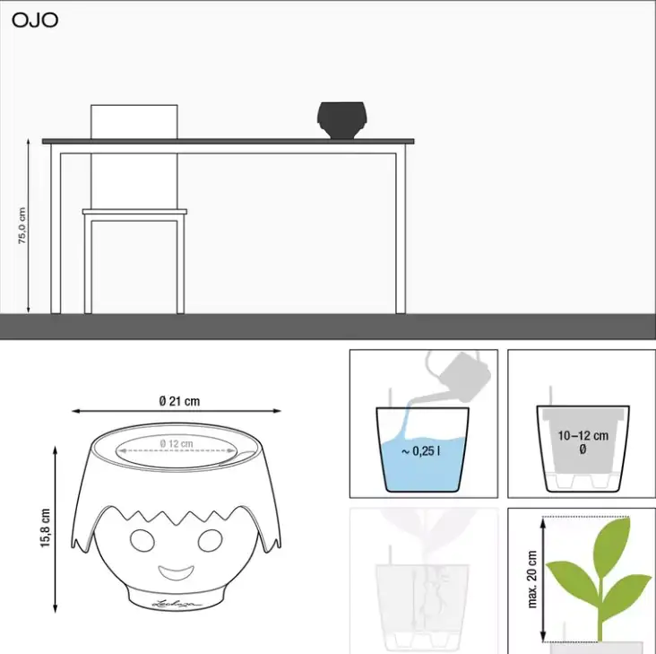 Lechuza Blumentopf Playmobil® Ojo Ø 21 cm raven black