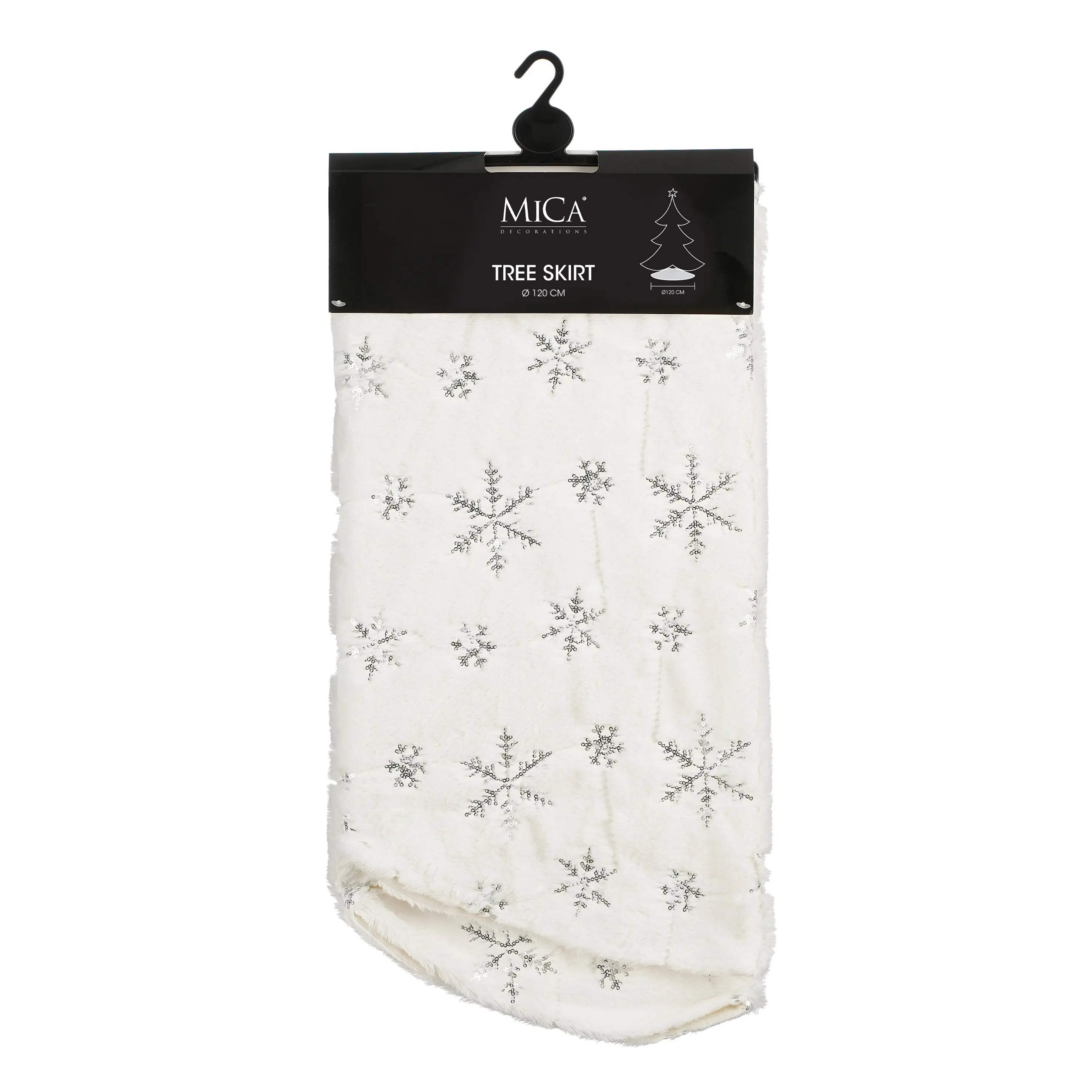 Mica Decorations Deko Baumrock Schneeflocke Ø 120 cm weiß holzoptik