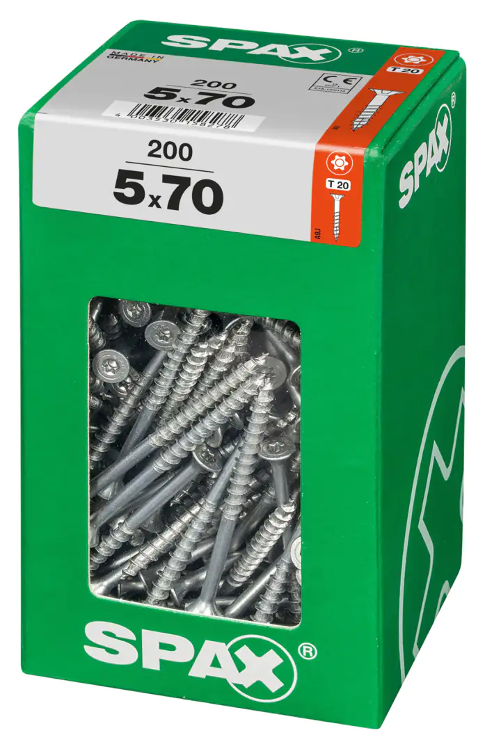 Spax Universalschrauben 5.0 x 70 mm TX 20 Senkkopf - 200 Stk. Spax Universalschrauben 5.0 x 70 mm TX 20 Senkkopf - 200 Stk.