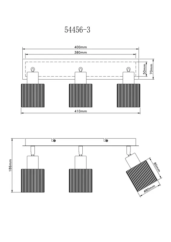 Globo Strahler Villegas 41 x 18,6 cm schwarz-chrom
