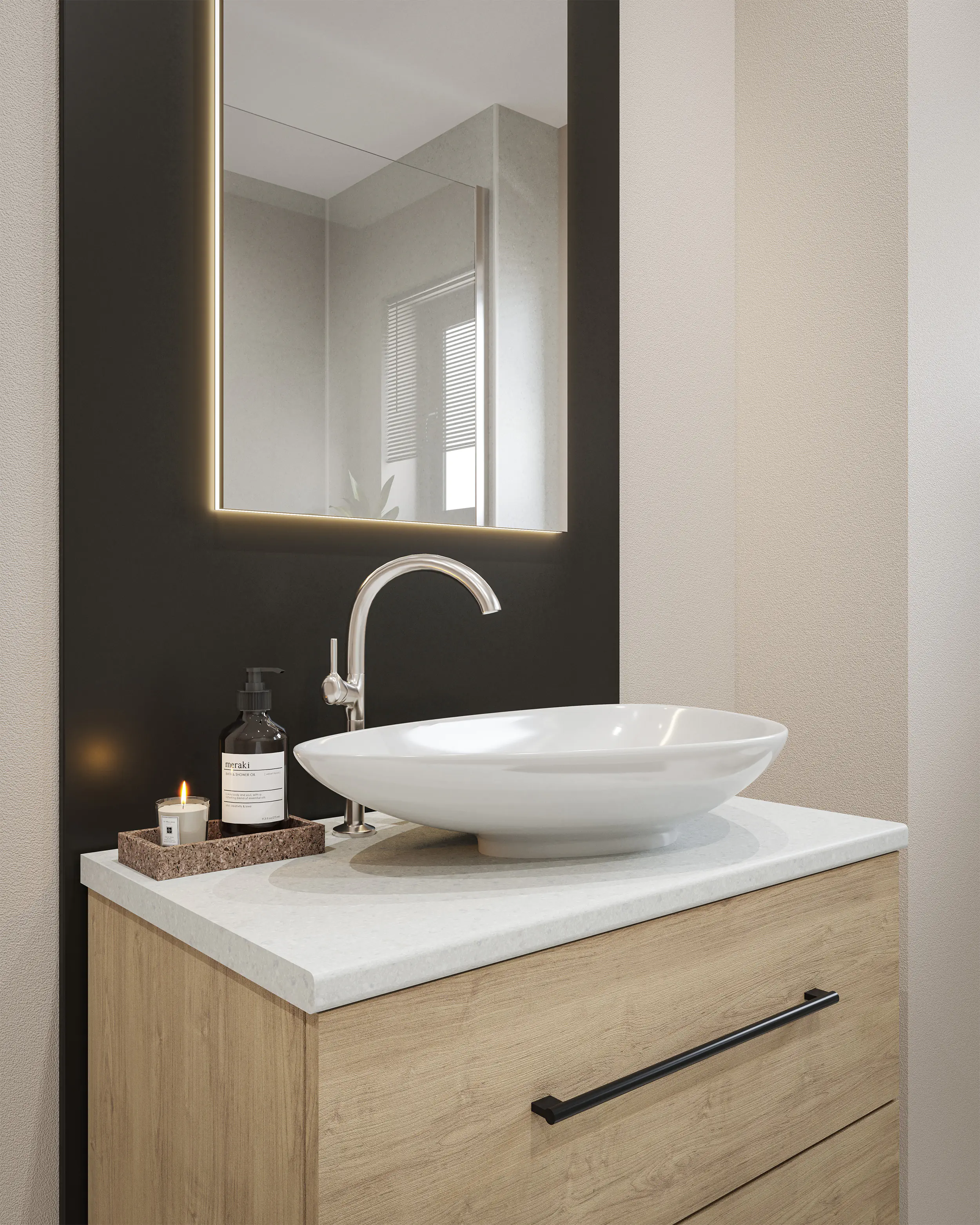 Wetwall Vanity Waschtischplatte 150 x 60 cm Blanco Frost