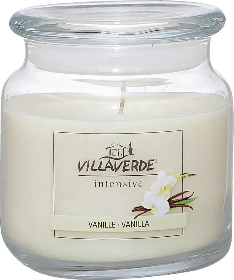 Villa Verde Duftkerze im Glas m. Deckel Vanille, Höhe: 10 cm, Ø 10 cm Villa Verde Duftkerze im Glas m. Deckel Vanille, Höhe: 10 cm, Ø 10 cm