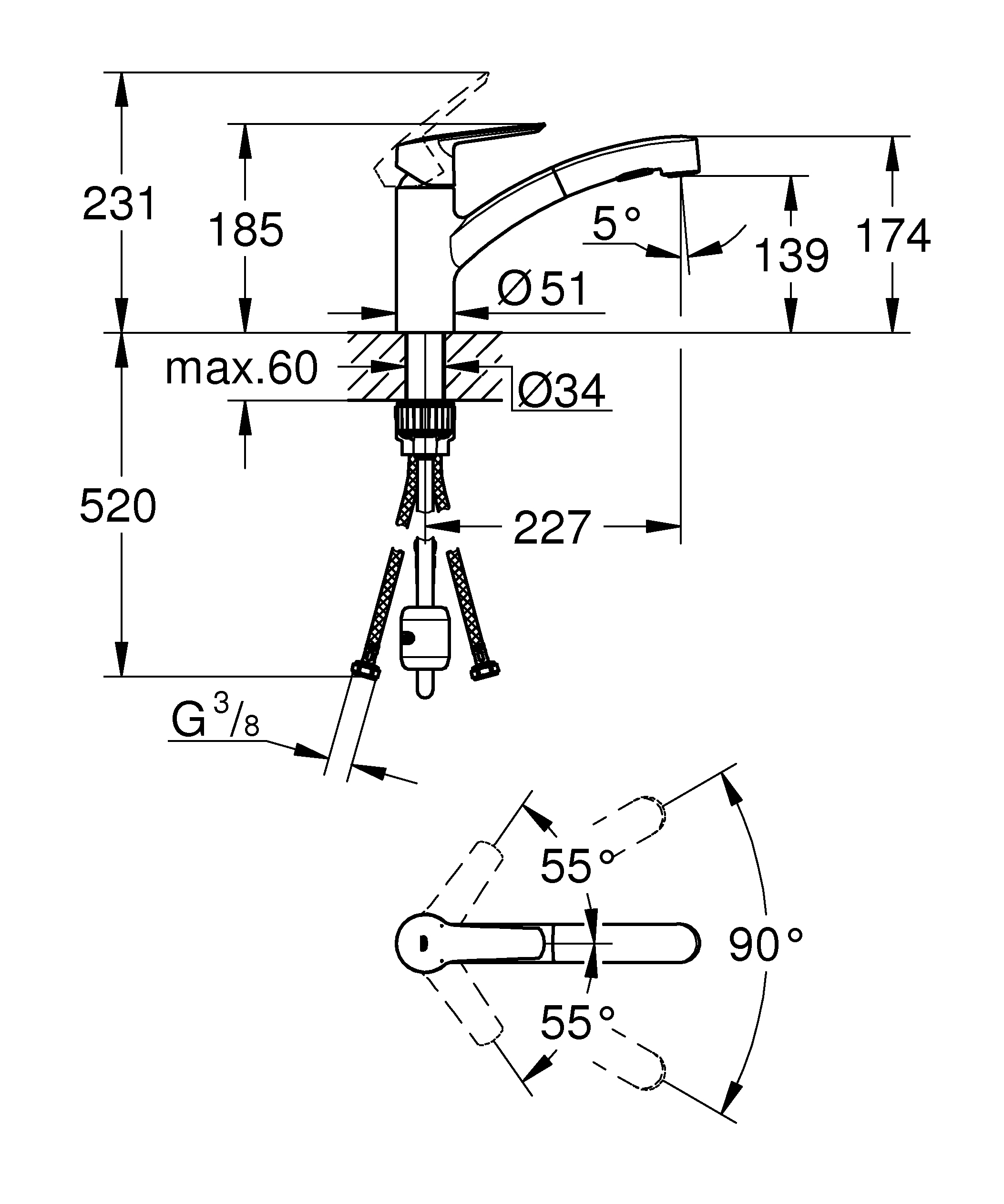 4005176635878_2625648 Grohe Quickfix Küchenarmatur Start mit herausziehbarer Handbrause