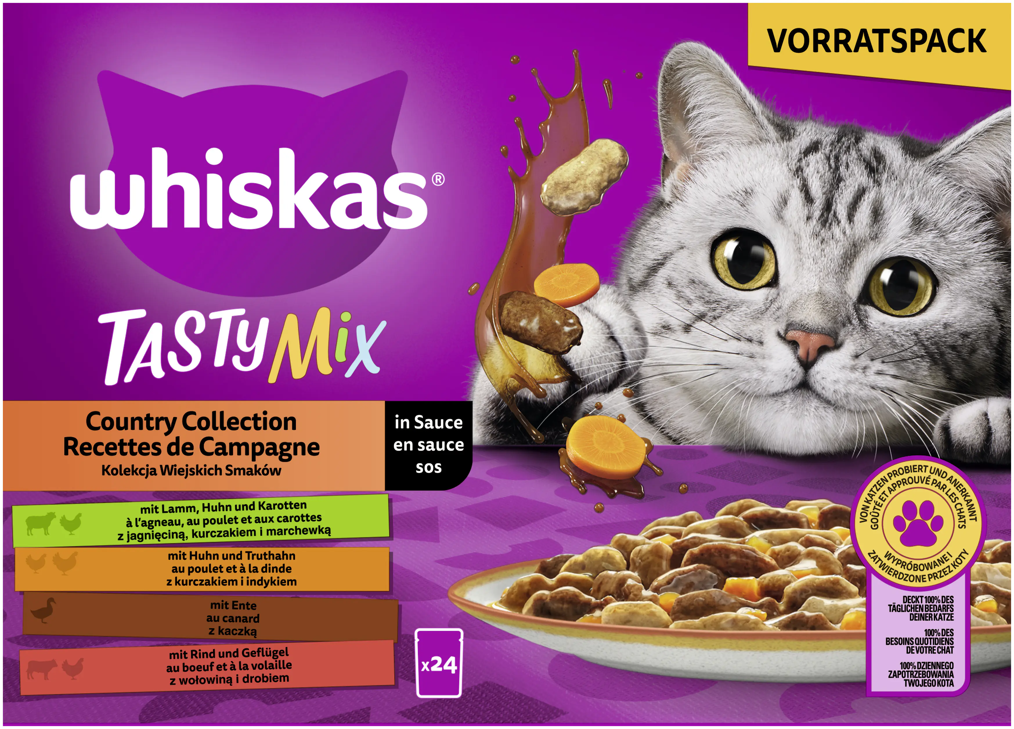 Whiskas Katzennassfutter Adult 24 x 85 g Tasty mix Country Collection