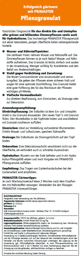 Primaster Pflanzgranulat 5 L Primaster Pflanzgranulat 5 L