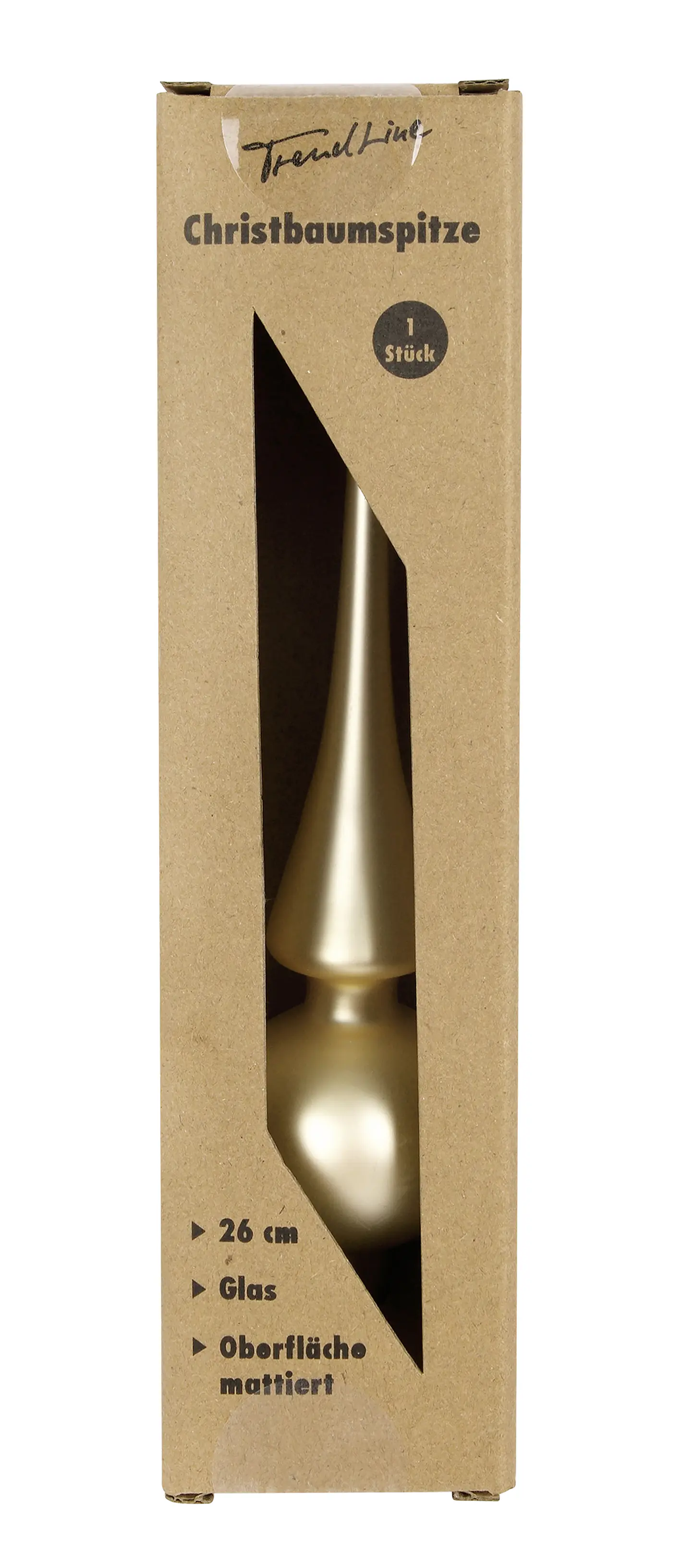 TrendLine Christbaumspitze aus Glas 26 cm gold matt