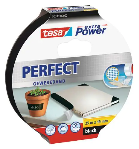 tesa extra Power Gewebeband Perfect tesa extra Power Gewebeband Perfect 25 m x 19 mm, schwarz