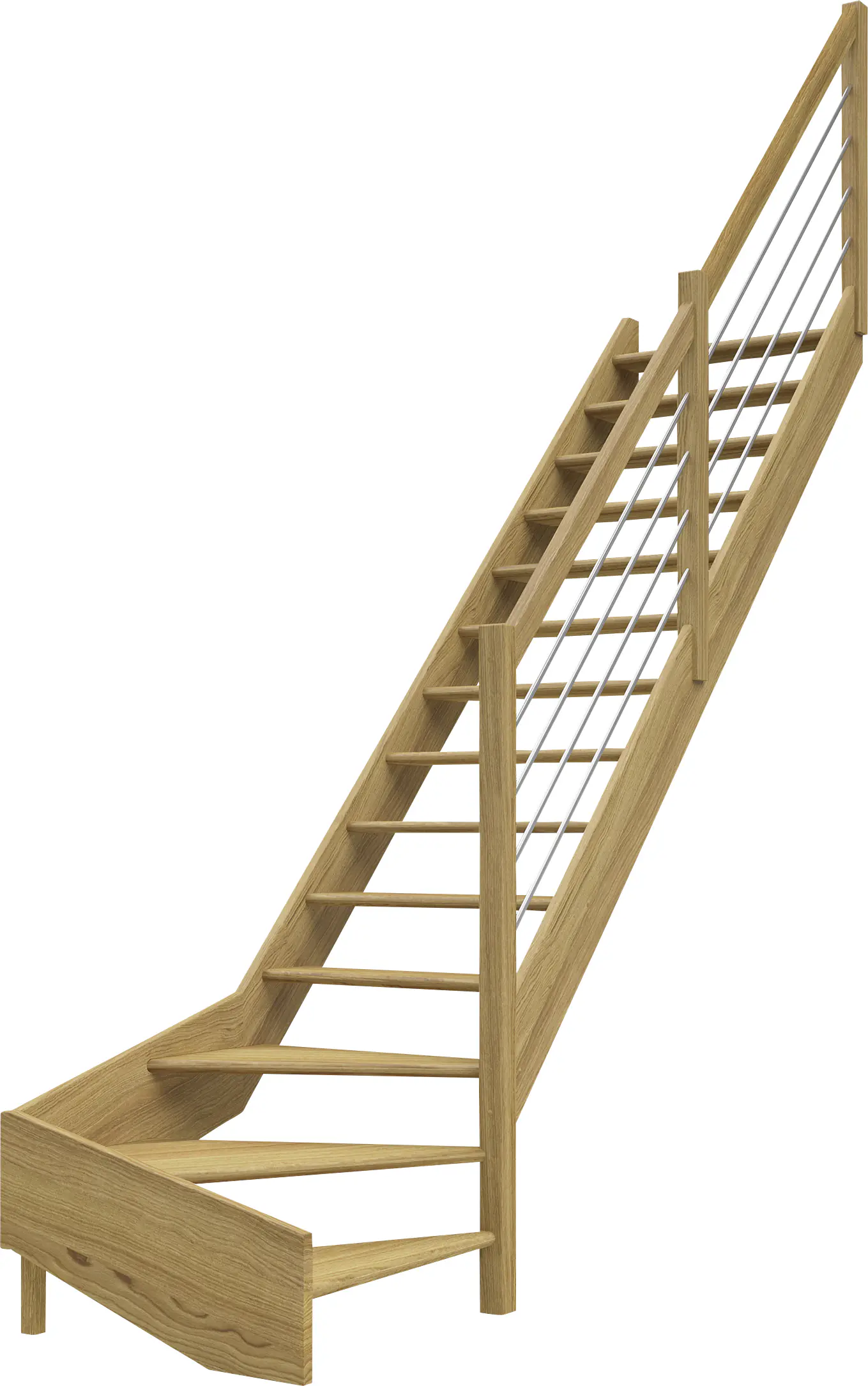 Dolle Raumspartreppen Paris 1/4-gew. Eiche versiegelt inkl. Geländer