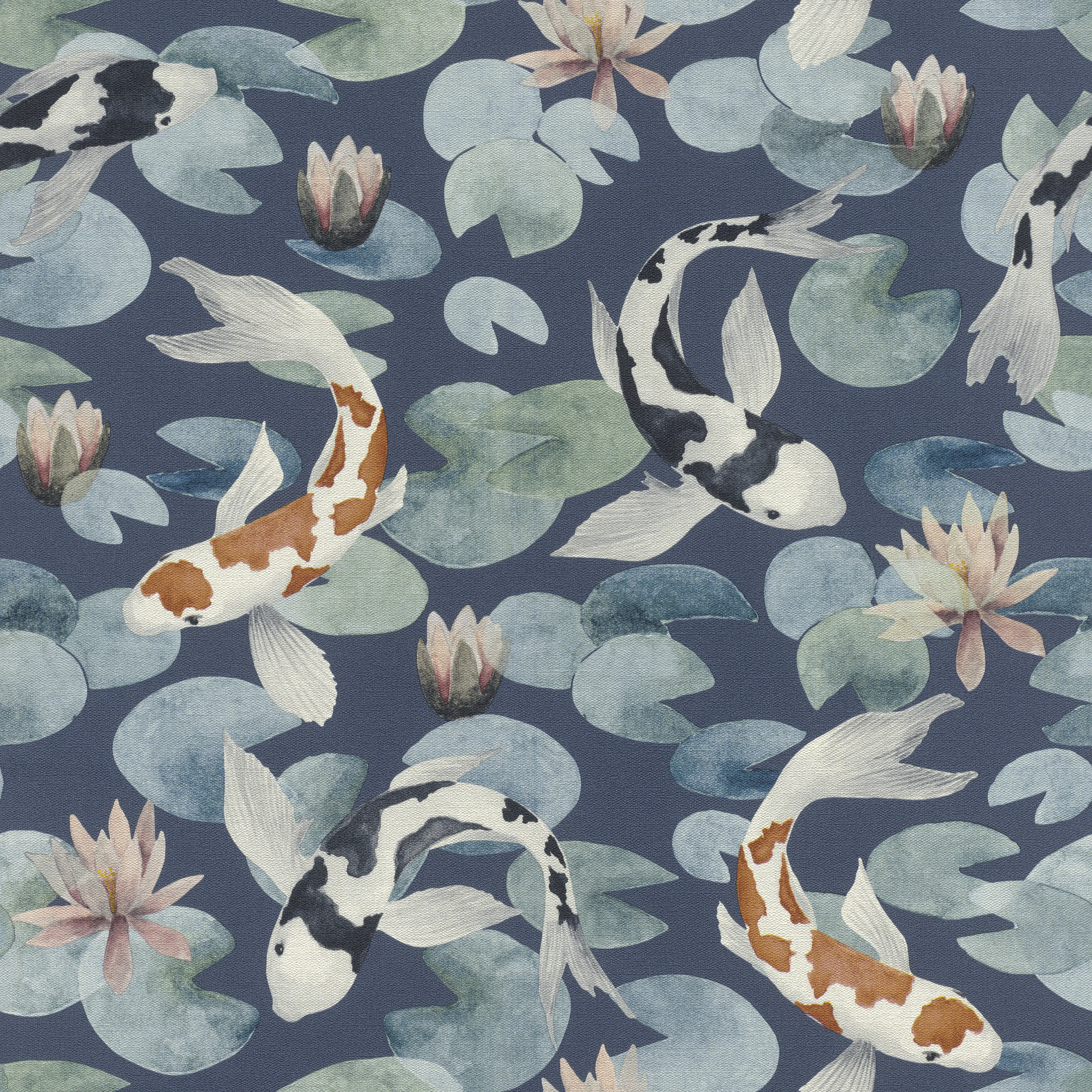 Rasch Vliestapete 409444 Kimono koifische blau, 10,05 x 0,53 m