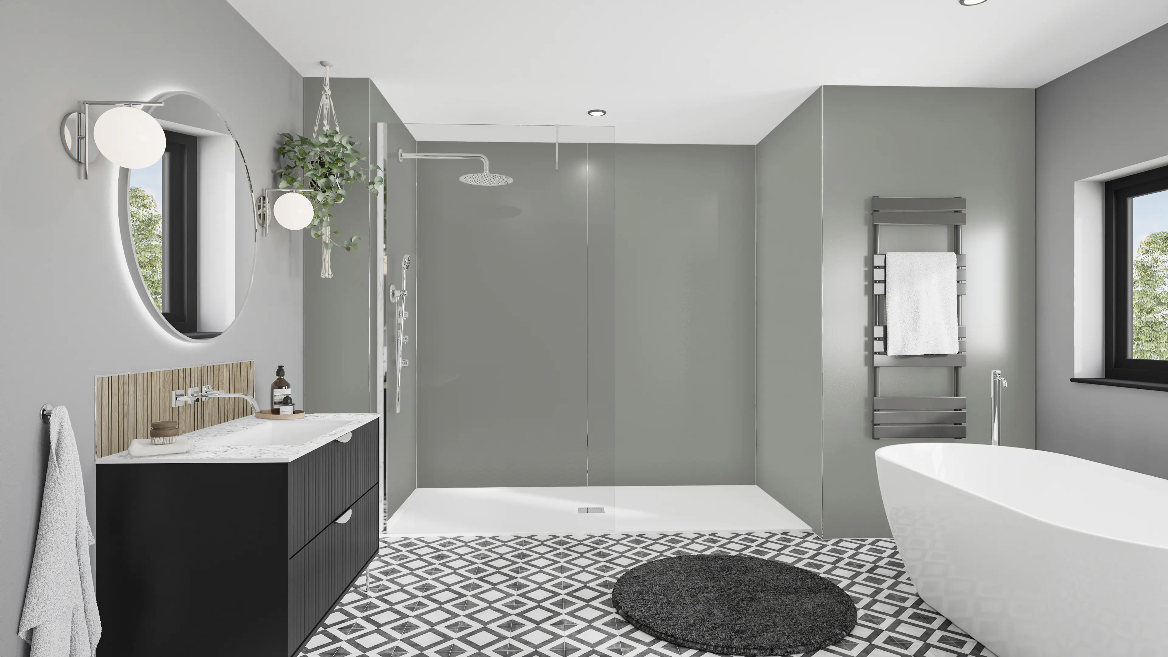 Wetwall Alloy Wandpaneel  Seafoam Green/Battleship Grey 120 x 244 cm