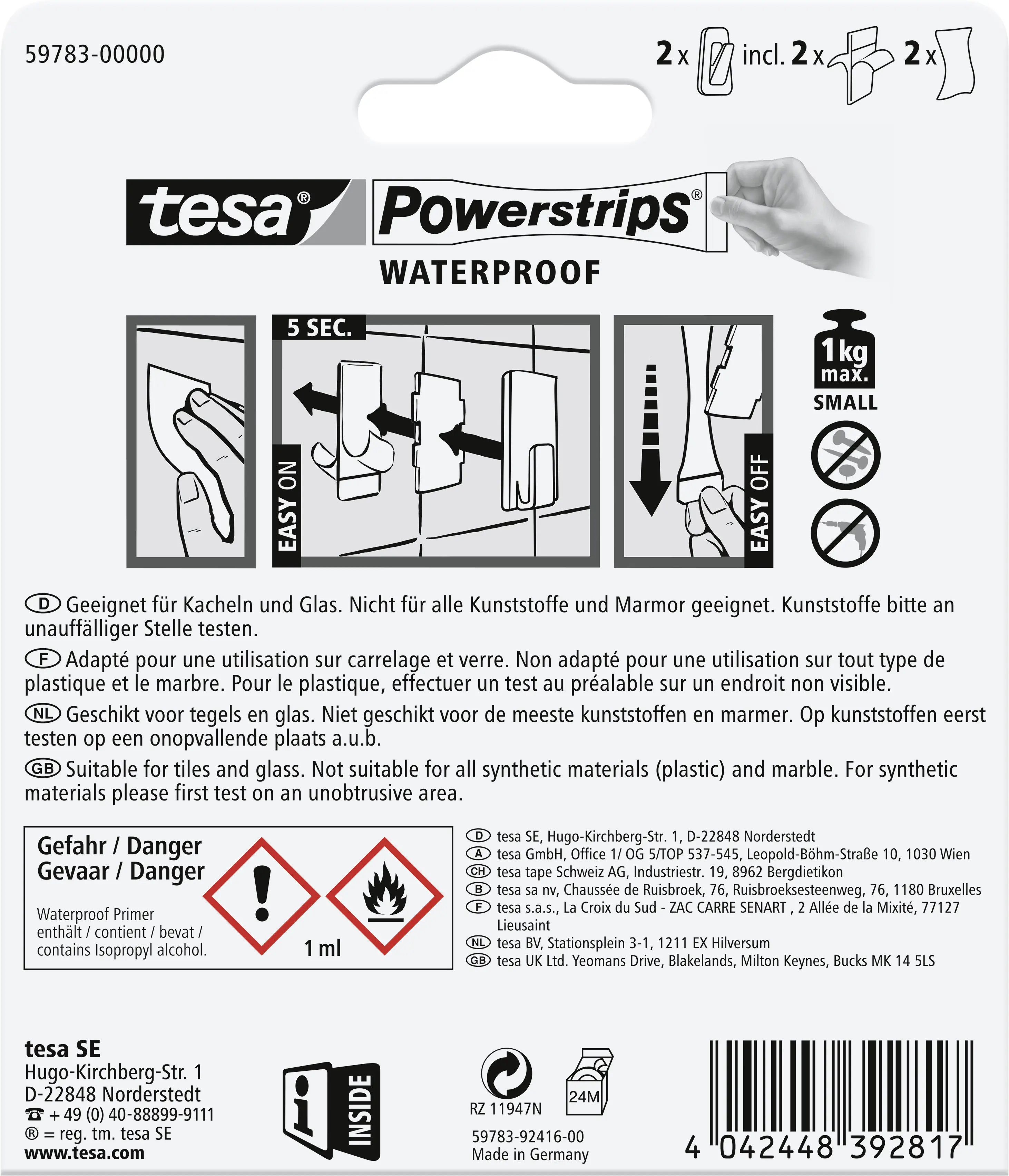 tesa Powerstrips Haken Small Waterproof rechteckig