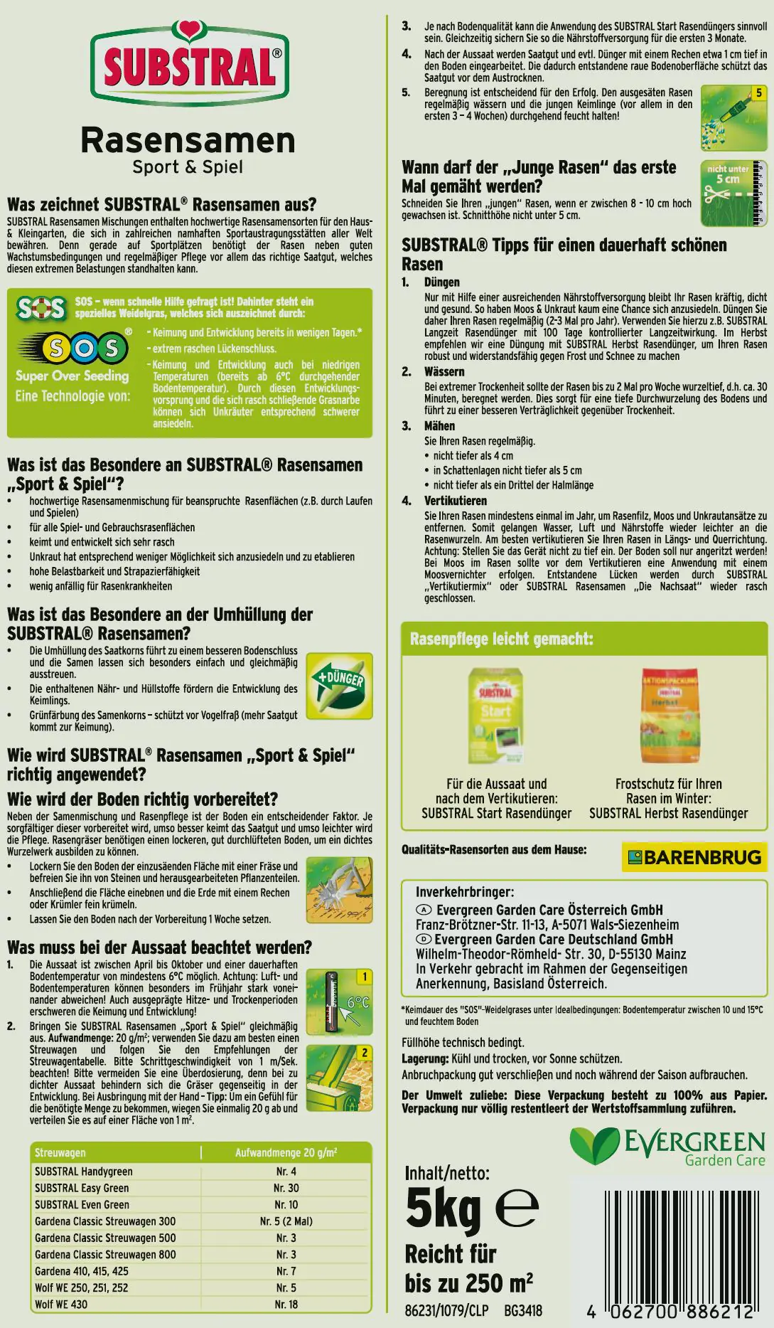 Substral Rasensamen Sport & Spiel 5 kg für 250 m²