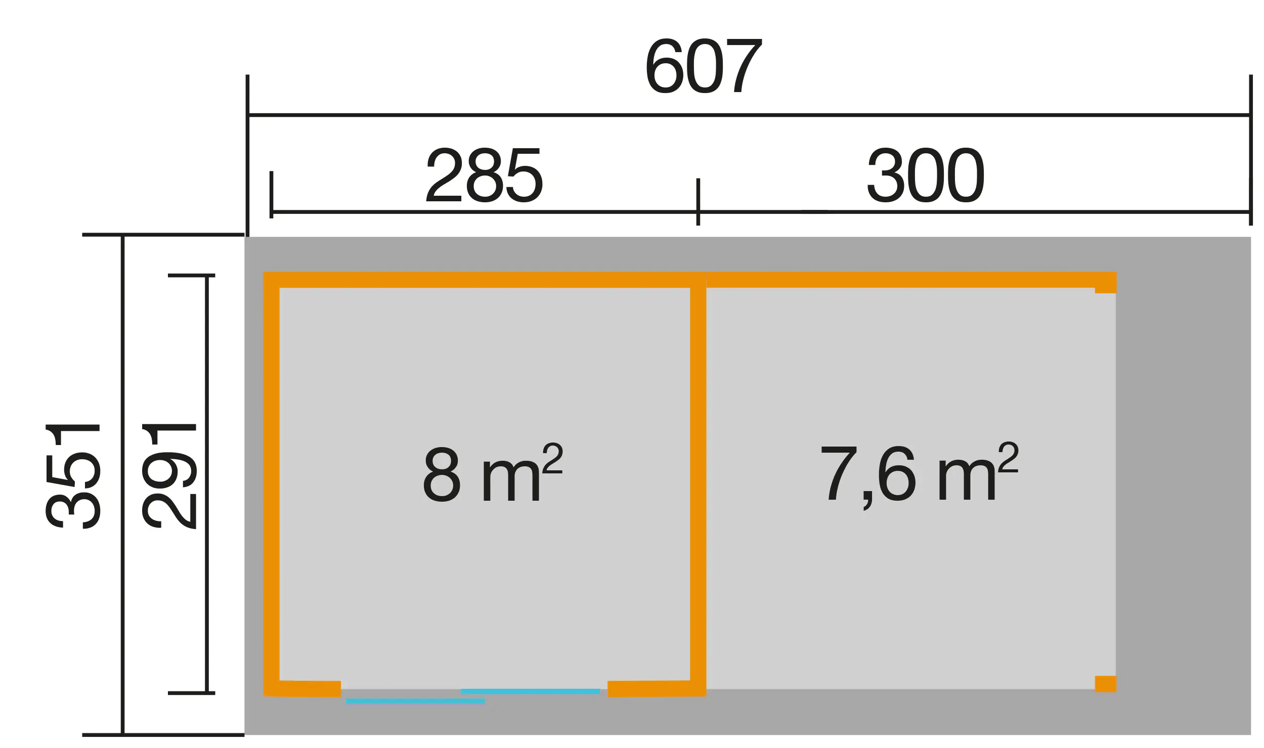 Palmako Gartenhaus Lydia 285 x 563 cm mit Schiebetüren naturbelassen
