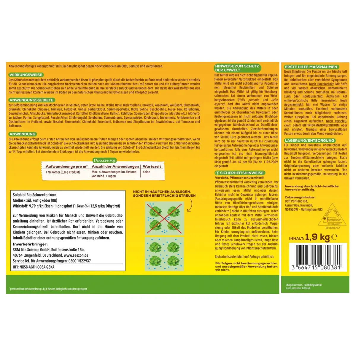 Solabiol Bio-Schneckenkorn 1,9 kg Solabiol Bio-Schneckenkorn 1,9 kg
