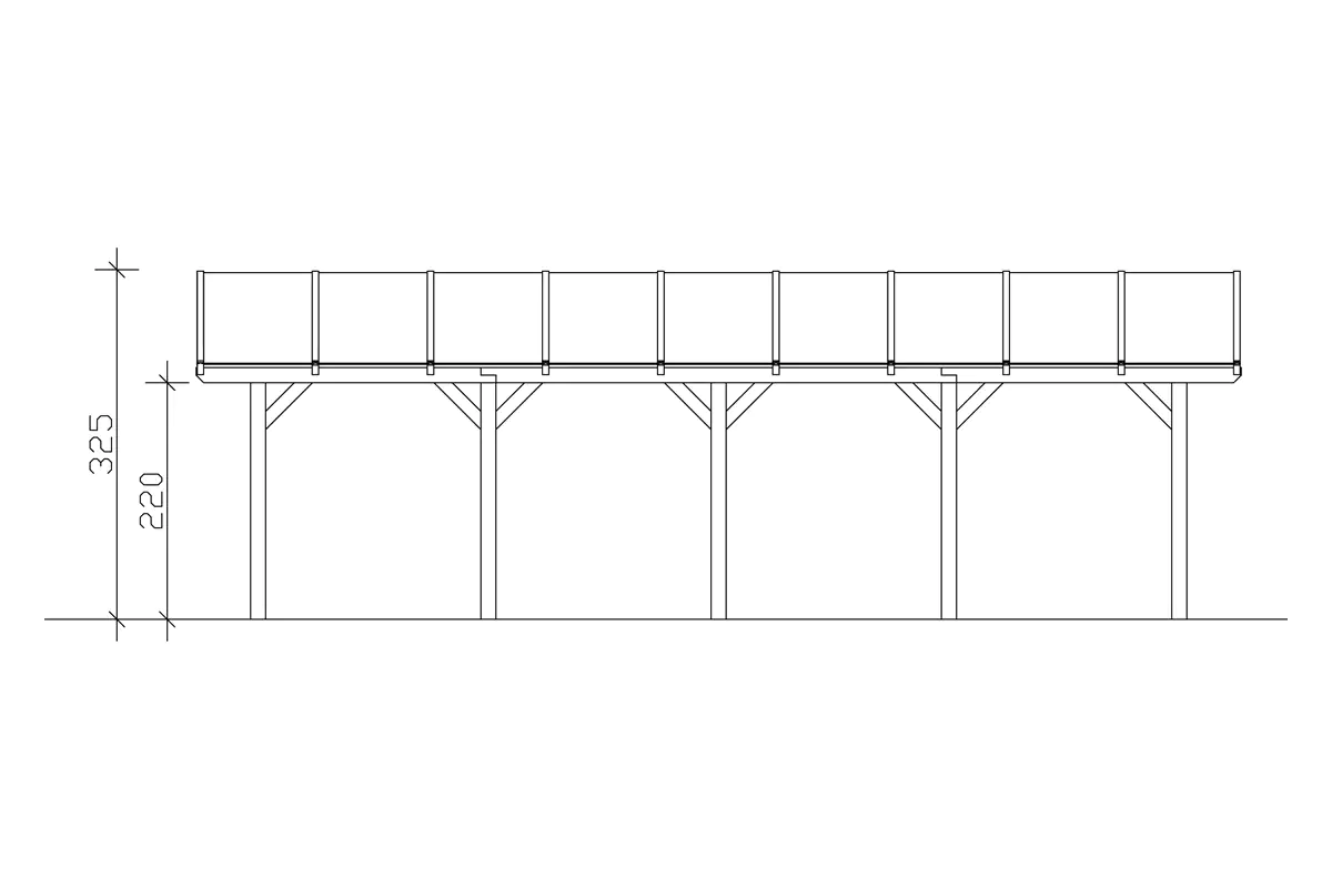 SKAN HOLZ Bogendach-Carport Franken 635 x 969 cm, lasiert in Eiche hell