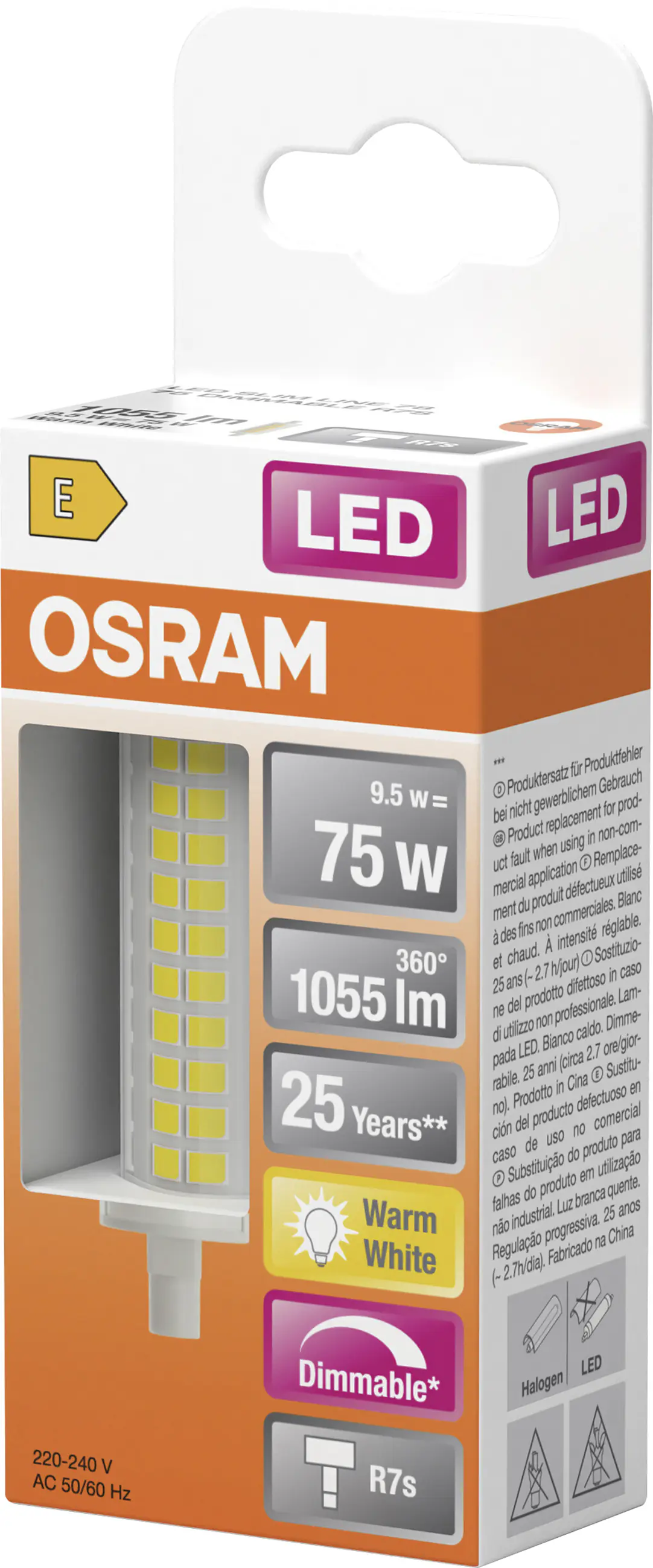 Osram LED-Leuchtmittel Slim78 R7S 9,5 W warmweiß