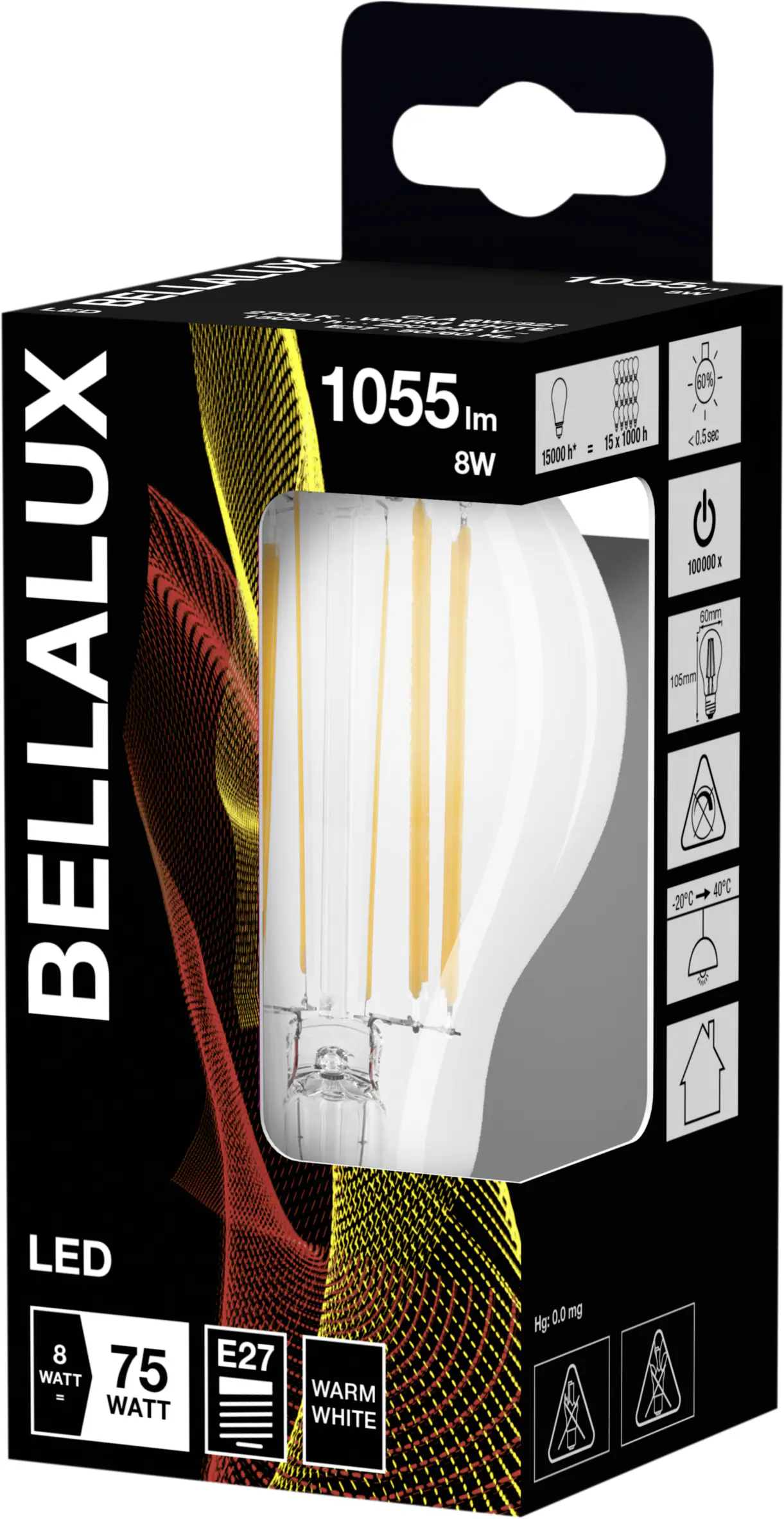 Bellalux LED Leuchtmittel Classic A75 E27 7,5W warmweiß, klar