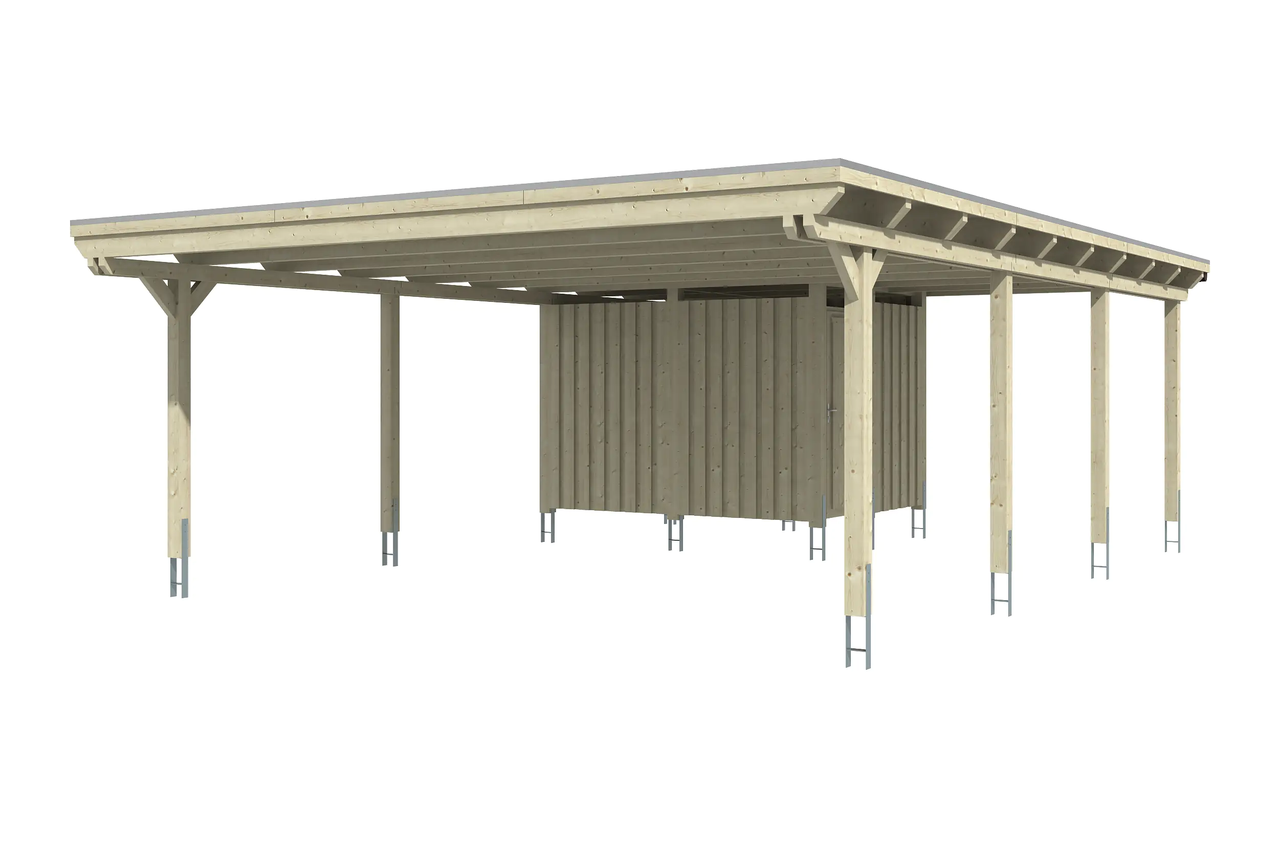 4018211023189_02 SKAN HOLZ Carport Emsland 613 x 846 cm mit EPDM-Dach mit Abstellraum