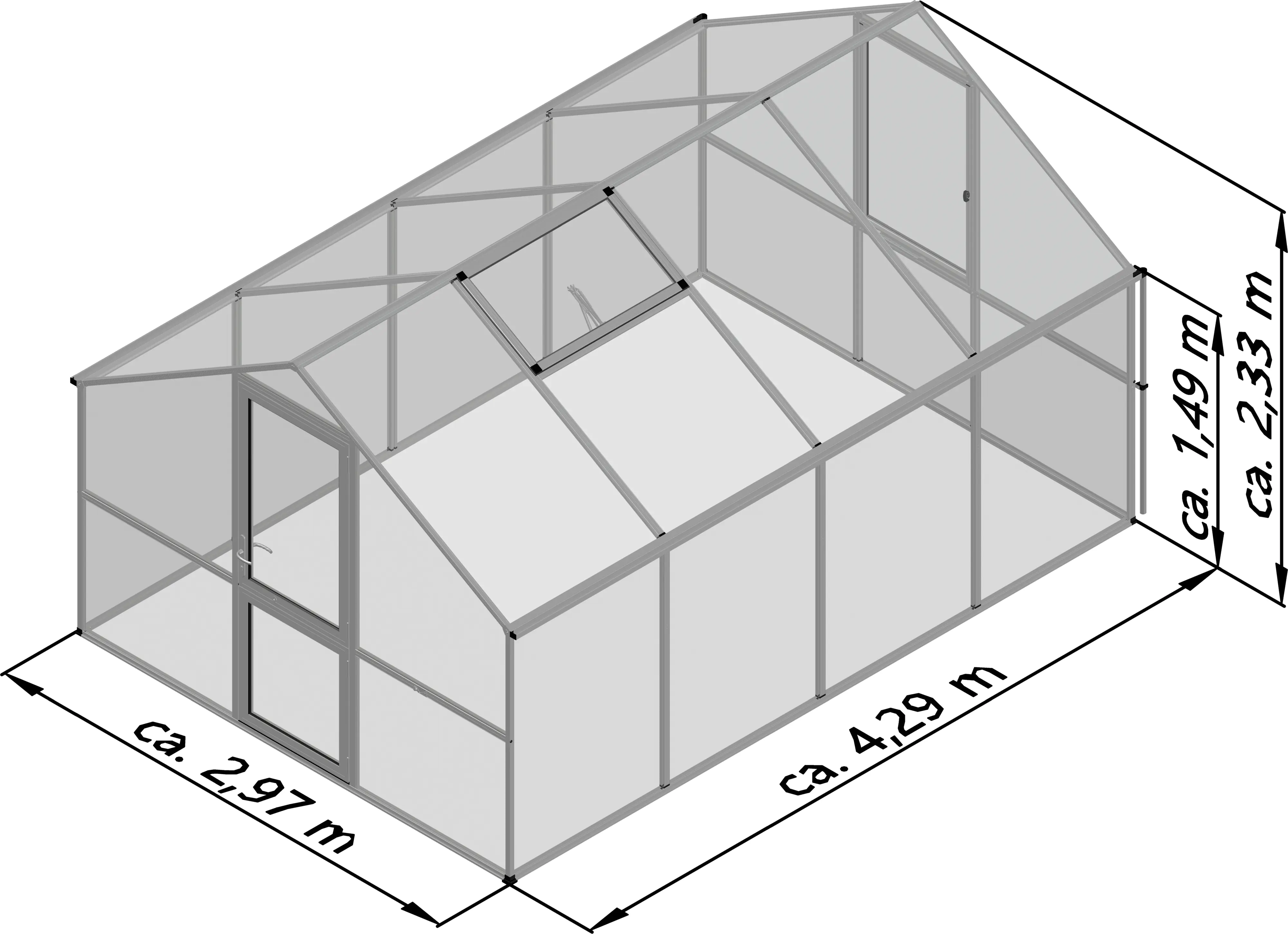 KGT Gewächshaus Orchidee IV 4,29 x 2,97 x 2,15 m, nthrazit-grau KGT Gewächshaus Orchidee IV 4,29 x 2,97 x 2,15 m, nthrazit-grau