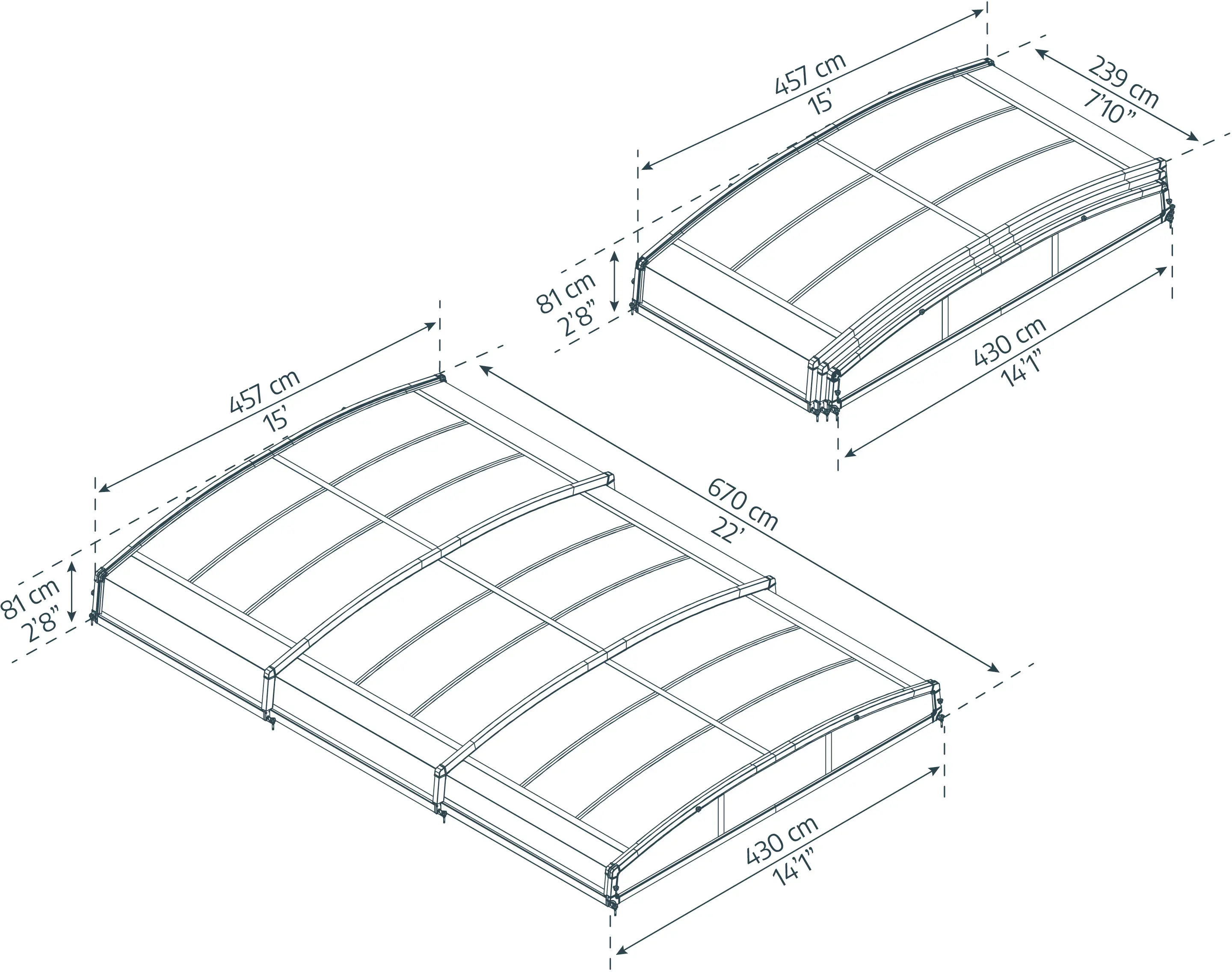 Canopia Poolüberdachung Majorca, 6,70 x 4,57, grau Aluminiumrahmen mit Polycarbonatplatten