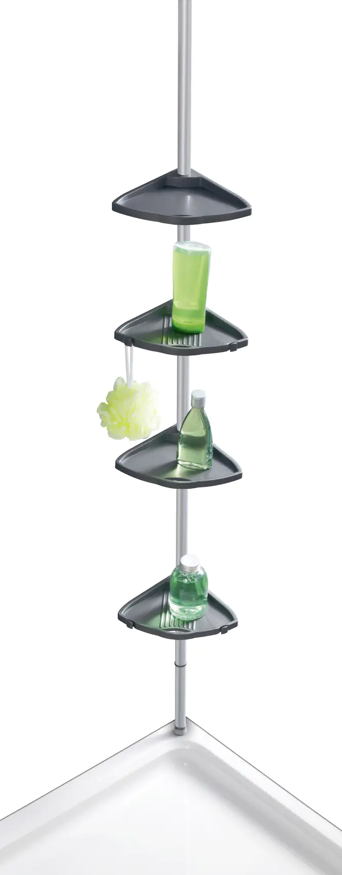 Wenko Teleskop-Duschecke Compact Aluminium, silber, 4 Ablagen